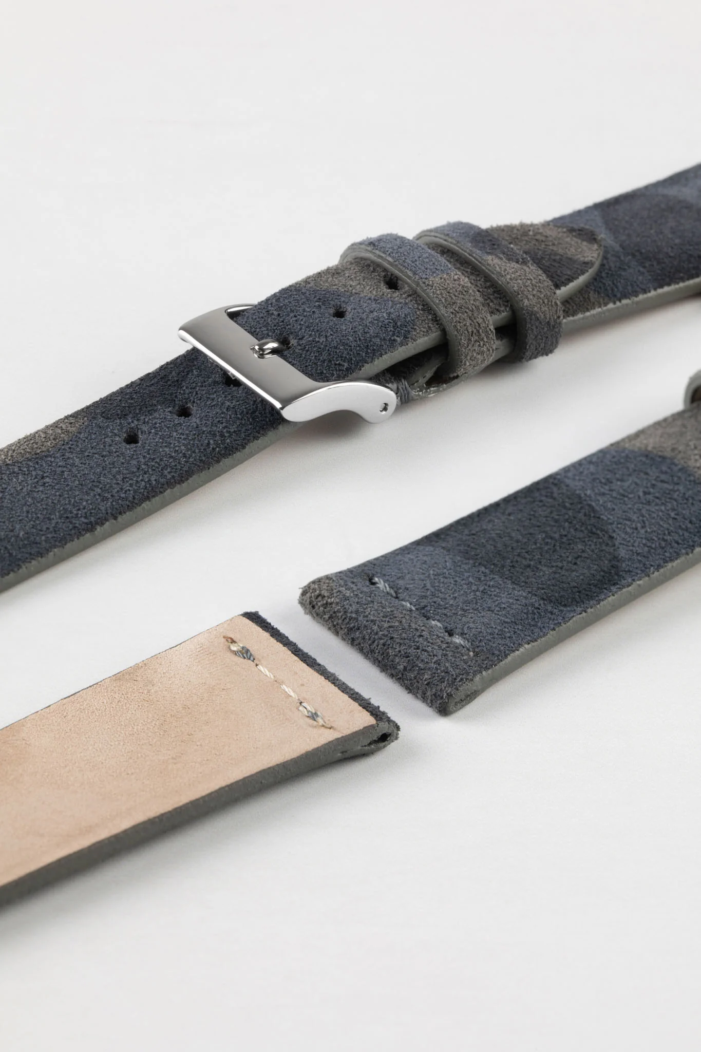 JPM Italian Suede Leather Watch Strap in BLUE CAMOUFLAGE - Image 8