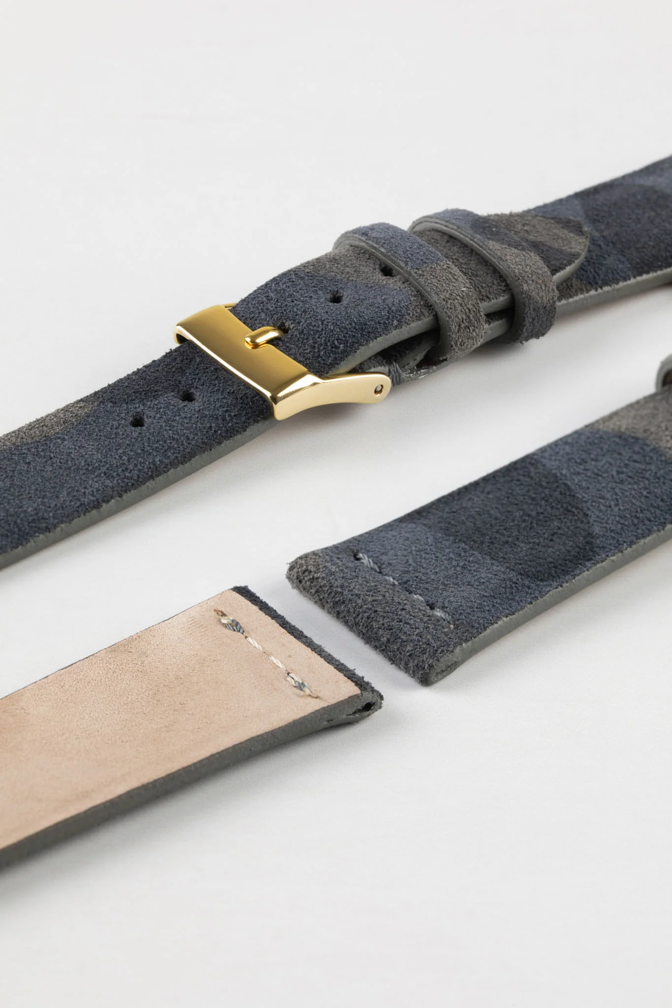 JPM Italian Suede Leather Watch Strap in BLUE CAMOUFLAGE - Image 9