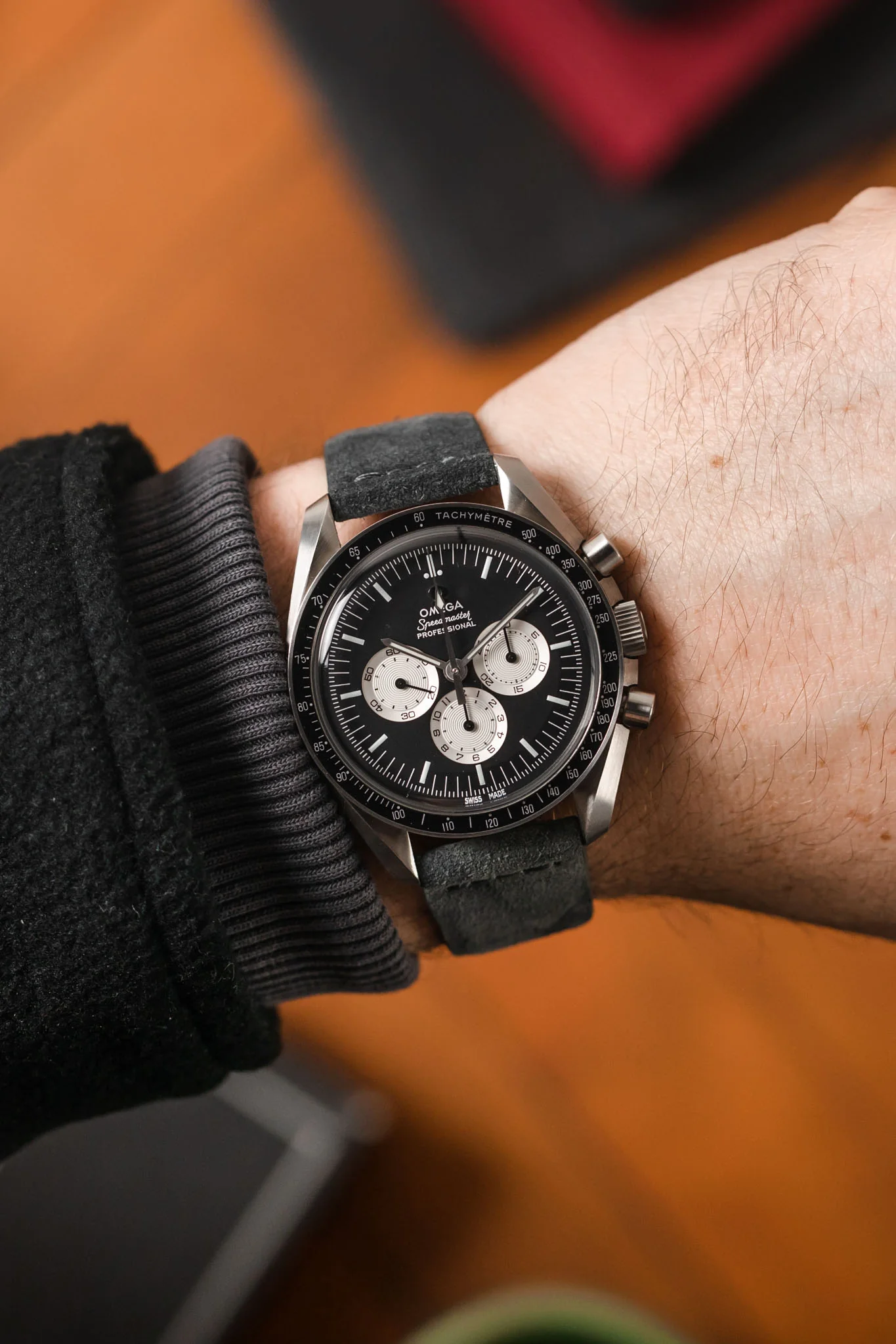 JPM Italian Suede Leather Watch Strap in GREY CAMOUFLAGE - Image 2