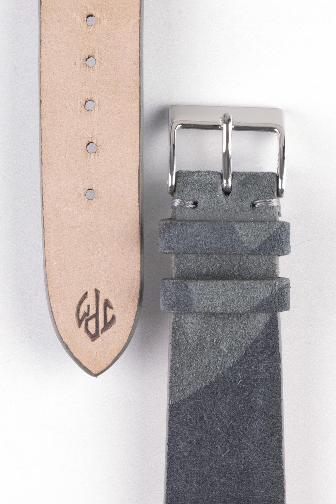 JPM Italian Suede Leather Watch Strap in GREY CAMOUFLAGE - Image 3