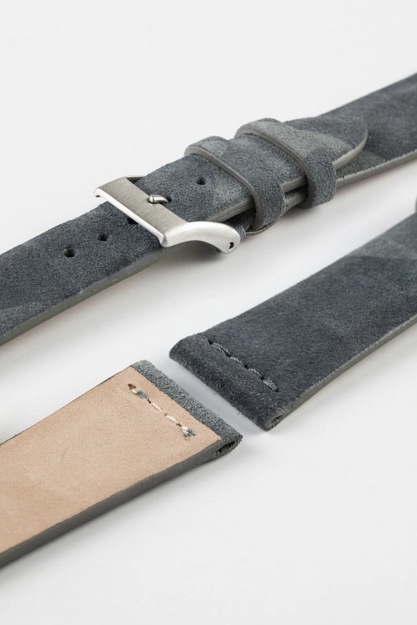 JPM Italian Suede Leather Watch Strap in GREY CAMOUFLAGE - Image 6