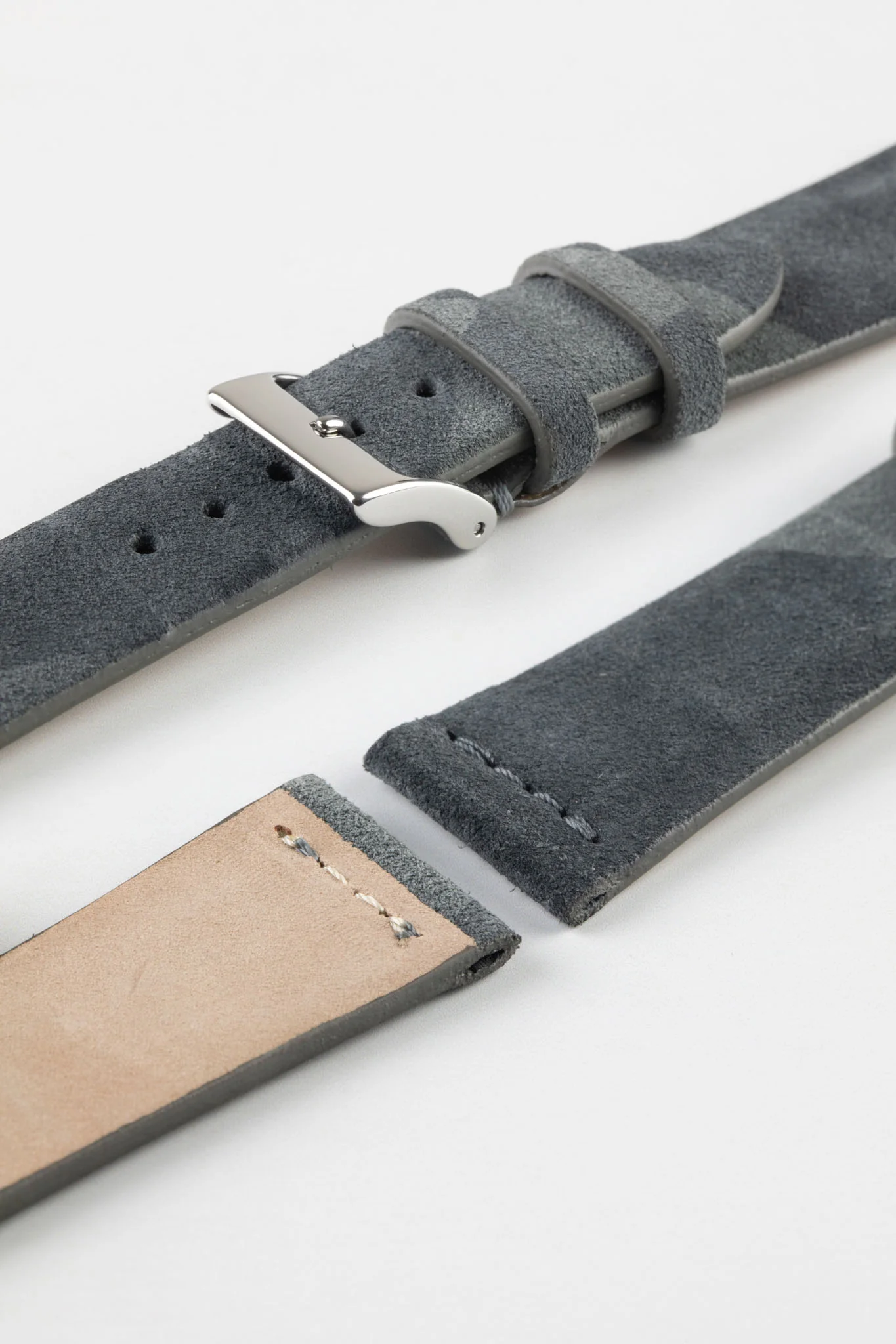 JPM Italian Suede Leather Watch Strap in GREY CAMOUFLAGE - Image 7