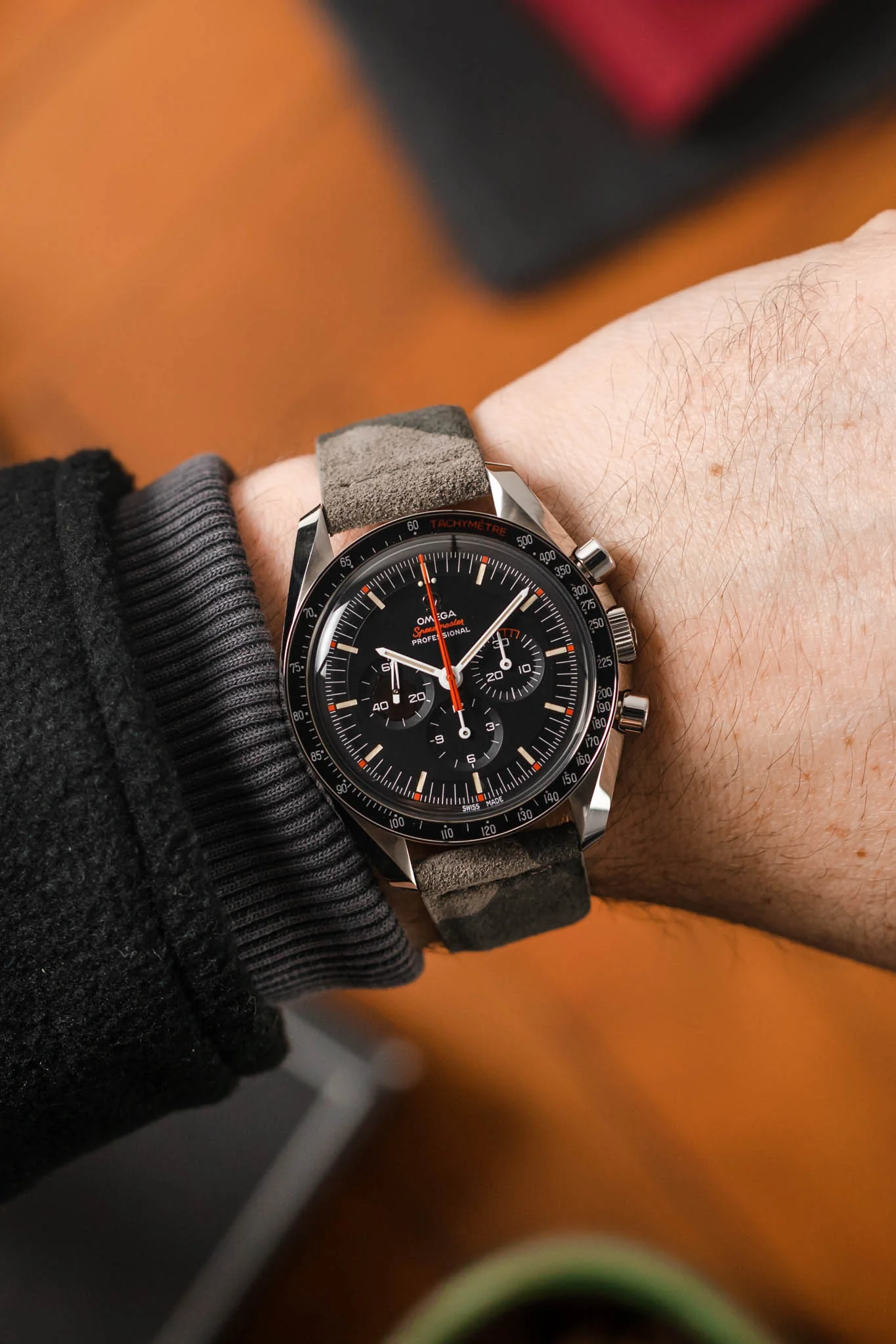 JPM Italian Suede Leather Watch Strap in TAUPE CAMOUFLAGE - Image 2