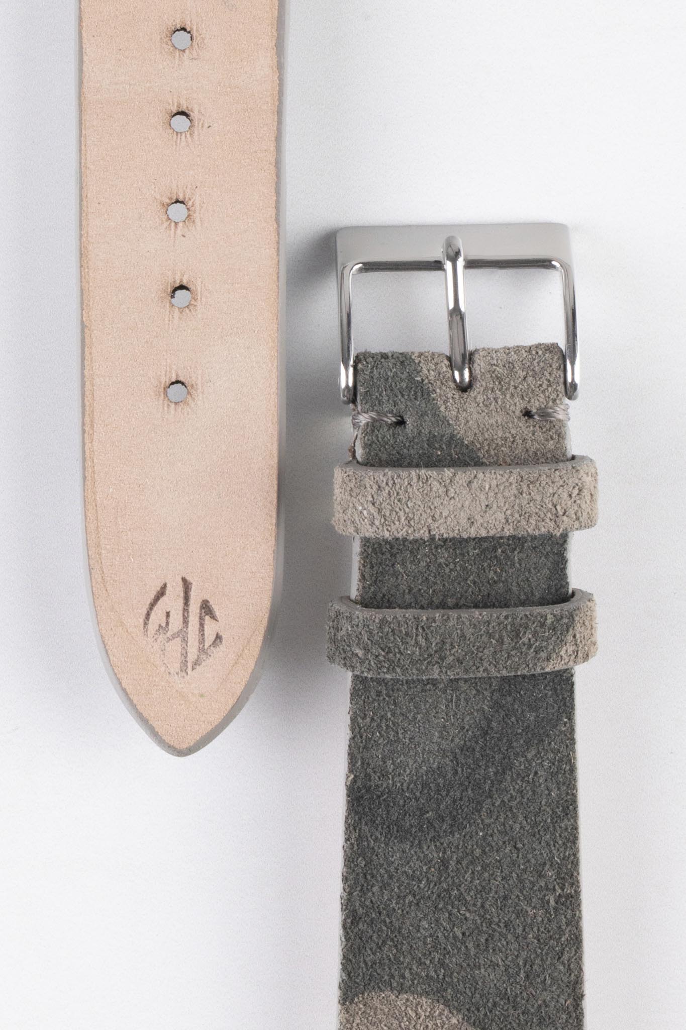 JPM Italian Suede Leather Watch Strap in TAUPE CAMOUFLAGE - Image 3