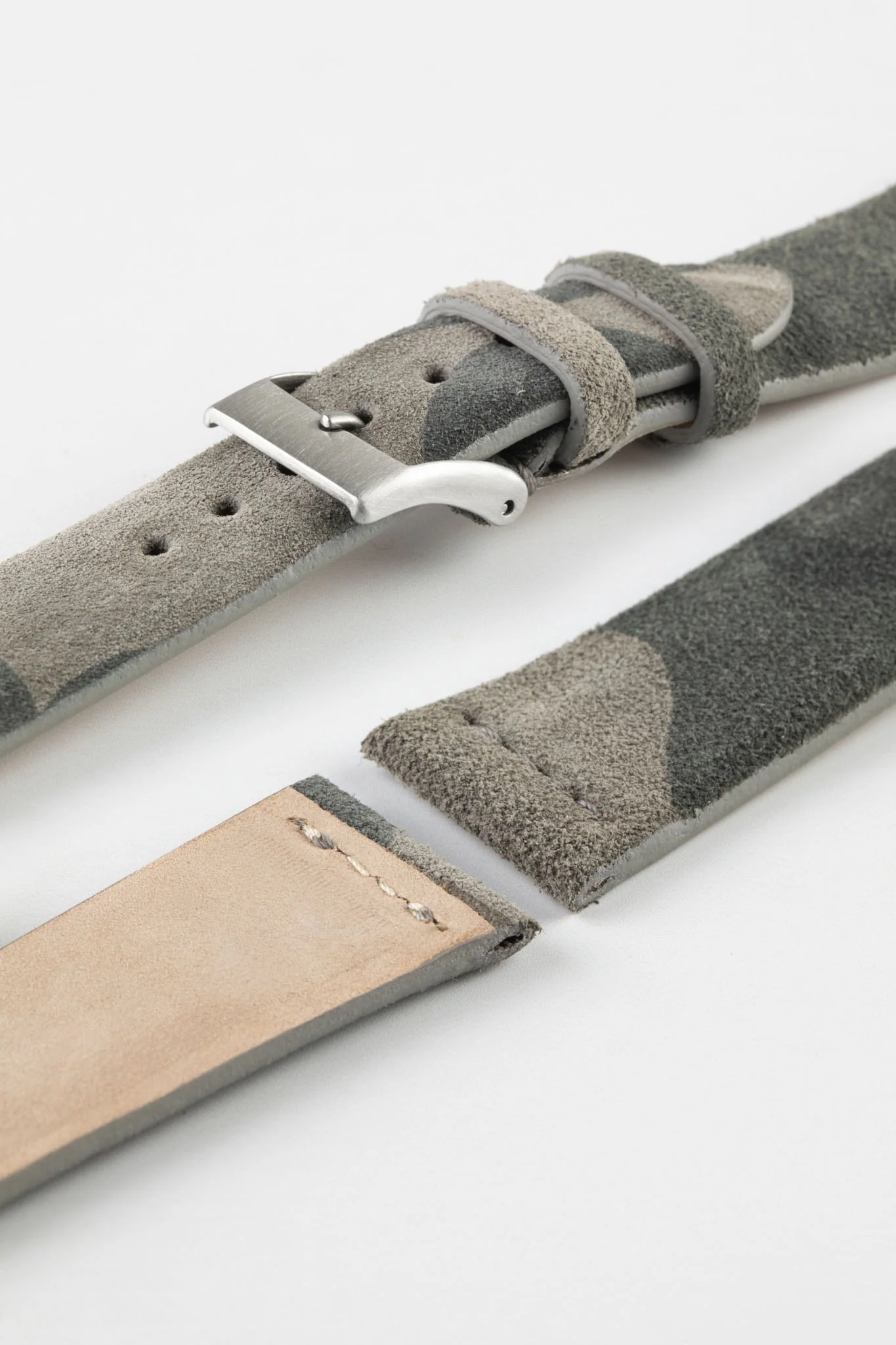 JPM Italian Suede Leather Watch Strap in TAUPE CAMOUFLAGE - Image 6