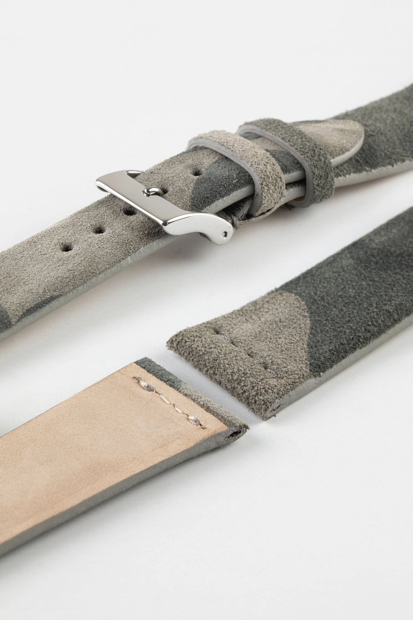 JPM Italian Suede Leather Watch Strap in TAUPE CAMOUFLAGE - Image 7
