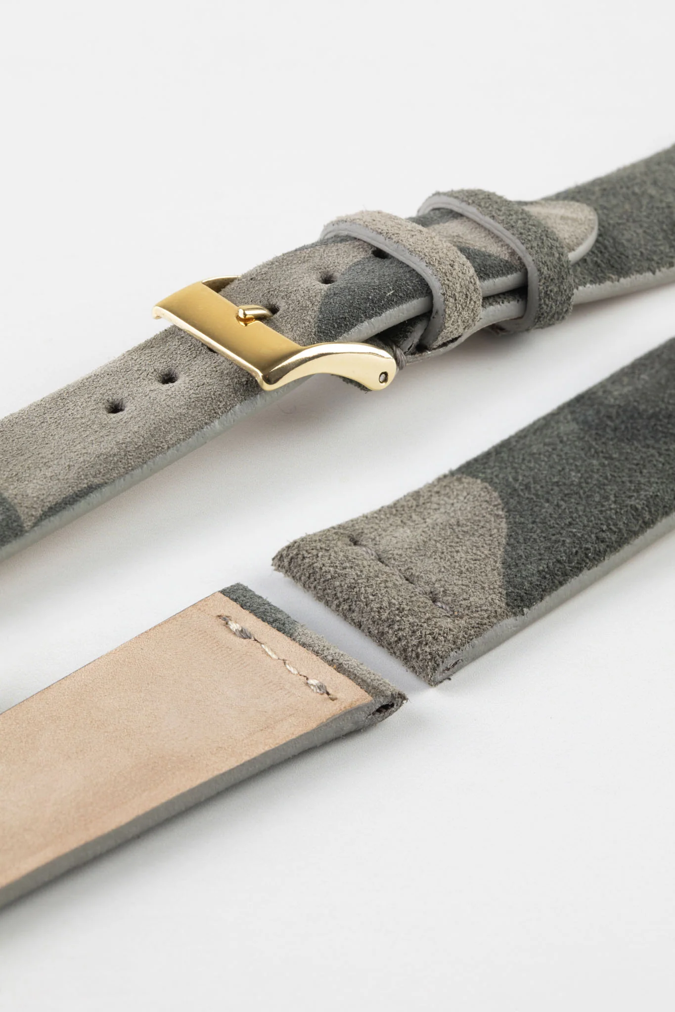 JPM Italian Suede Leather Watch Strap in TAUPE CAMOUFLAGE - Image 8