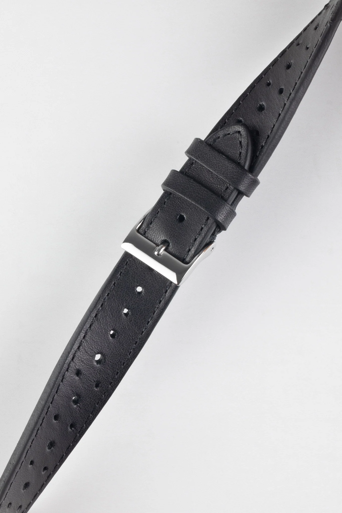 JPM Italian Vintage Leather Racing Watch Strap in BLACK - Image 4