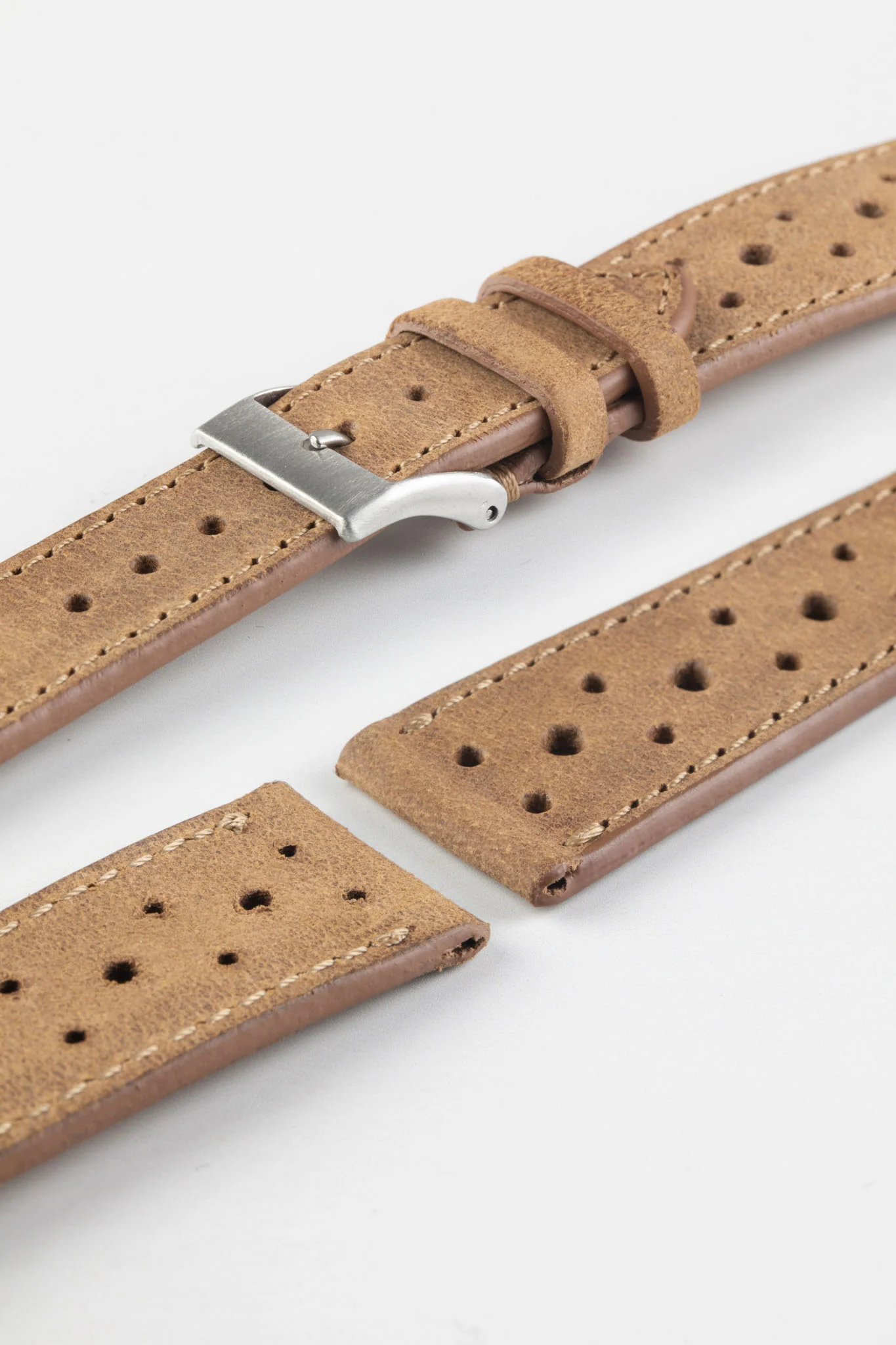 JPM Italian Vintage Leather Racing Watch Strap in PEANUT - Image 7