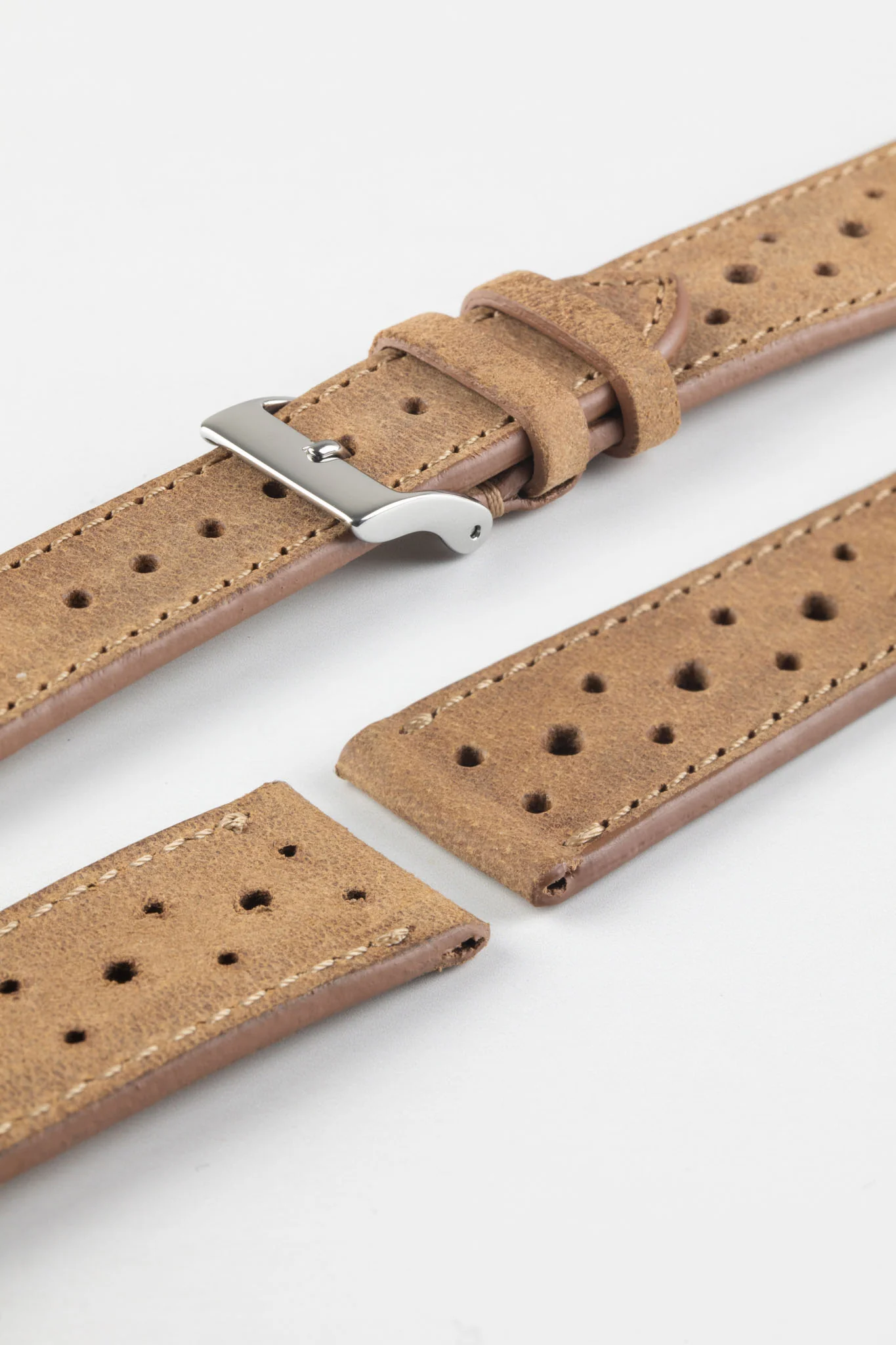 JPM Italian Vintage Leather Racing Watch Strap in PEANUT - Image 8