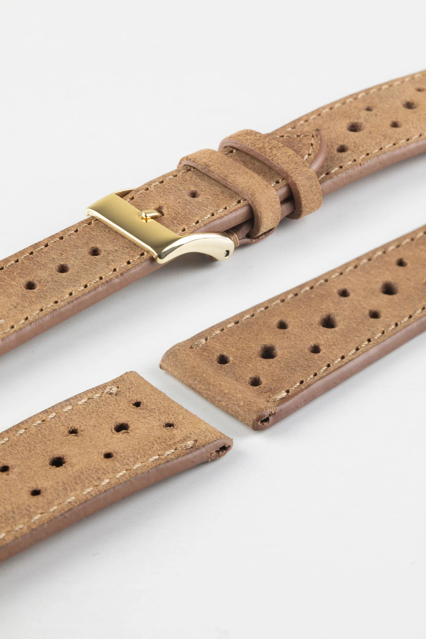 JPM Italian Vintage Leather Racing Watch Strap in PEANUT - Image 9