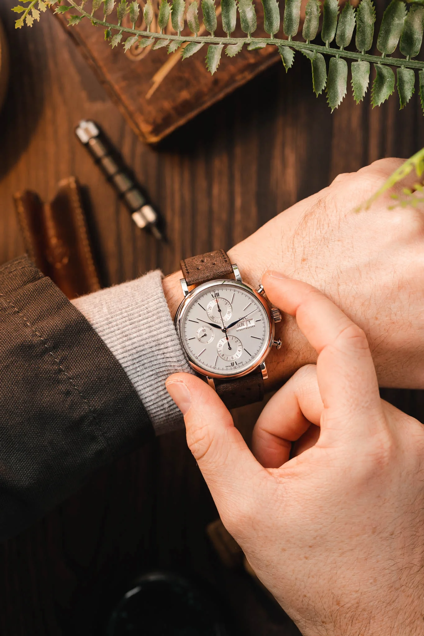 JPM Italian Vintage Leather Racing Watch Strap in WALNUT - Image 5