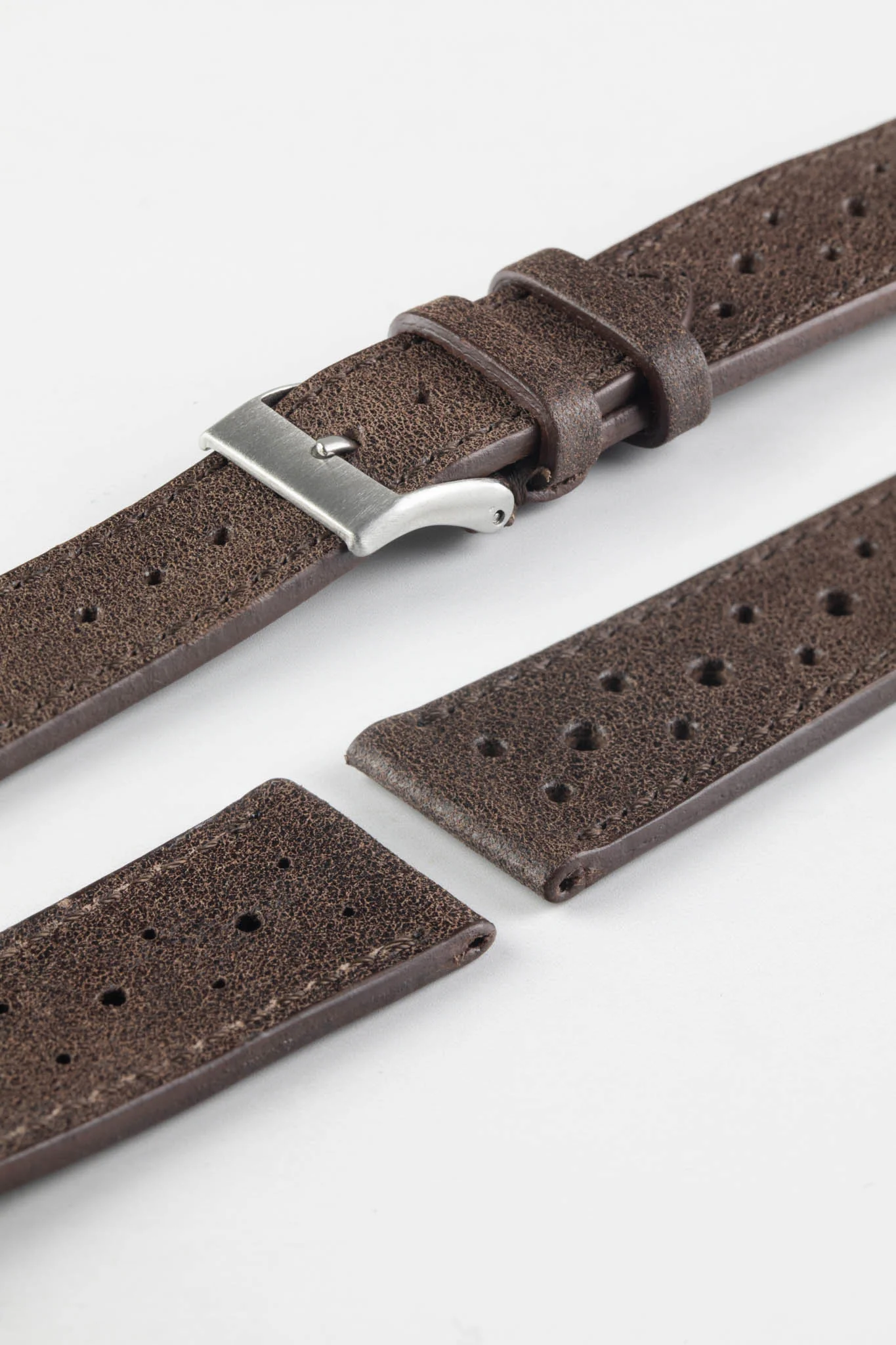 JPM Italian Vintage Leather Racing Watch Strap in WALNUT - Image 6