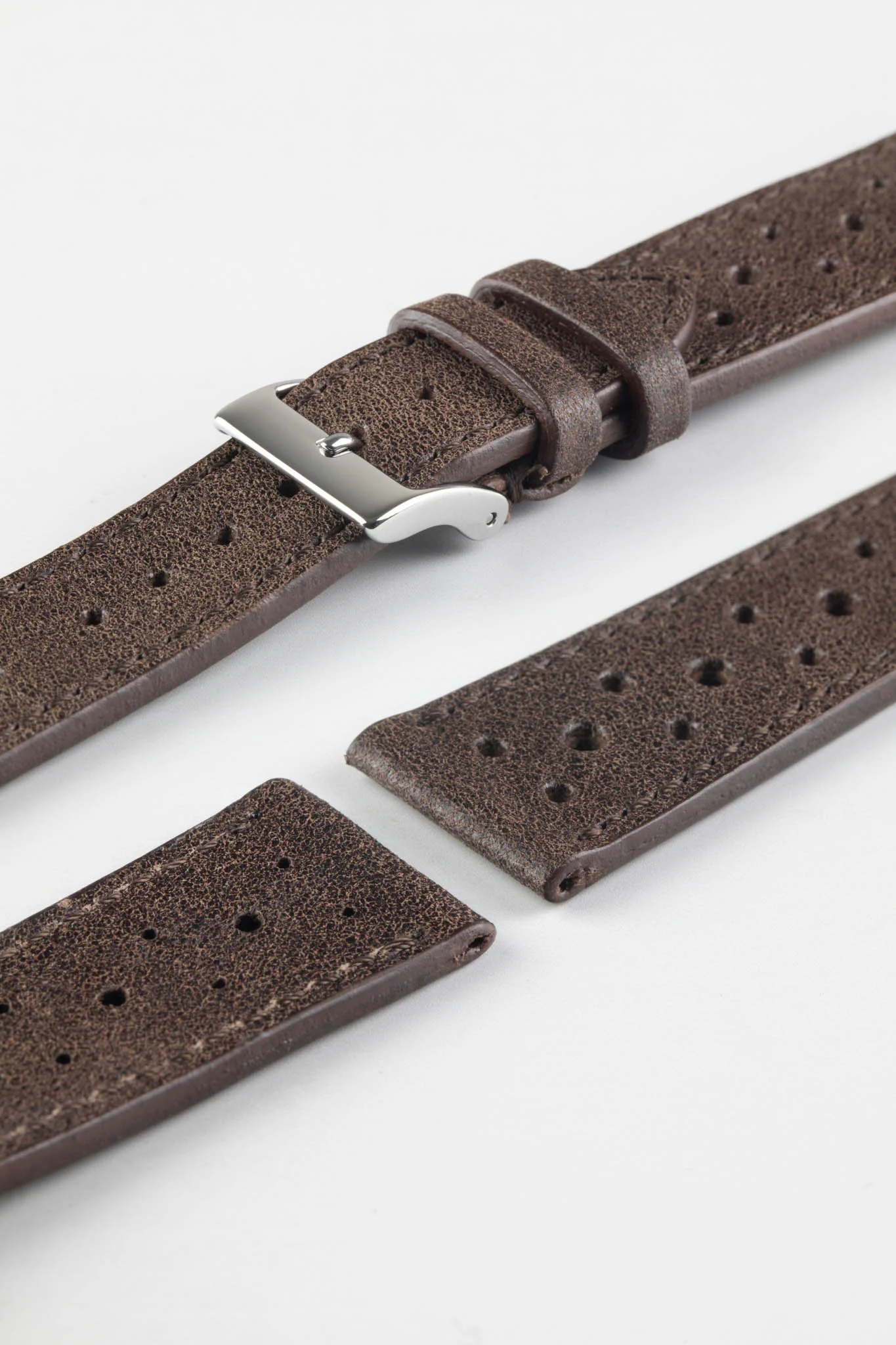 JPM Italian Vintage Leather Racing Watch Strap in WALNUT - Image 7