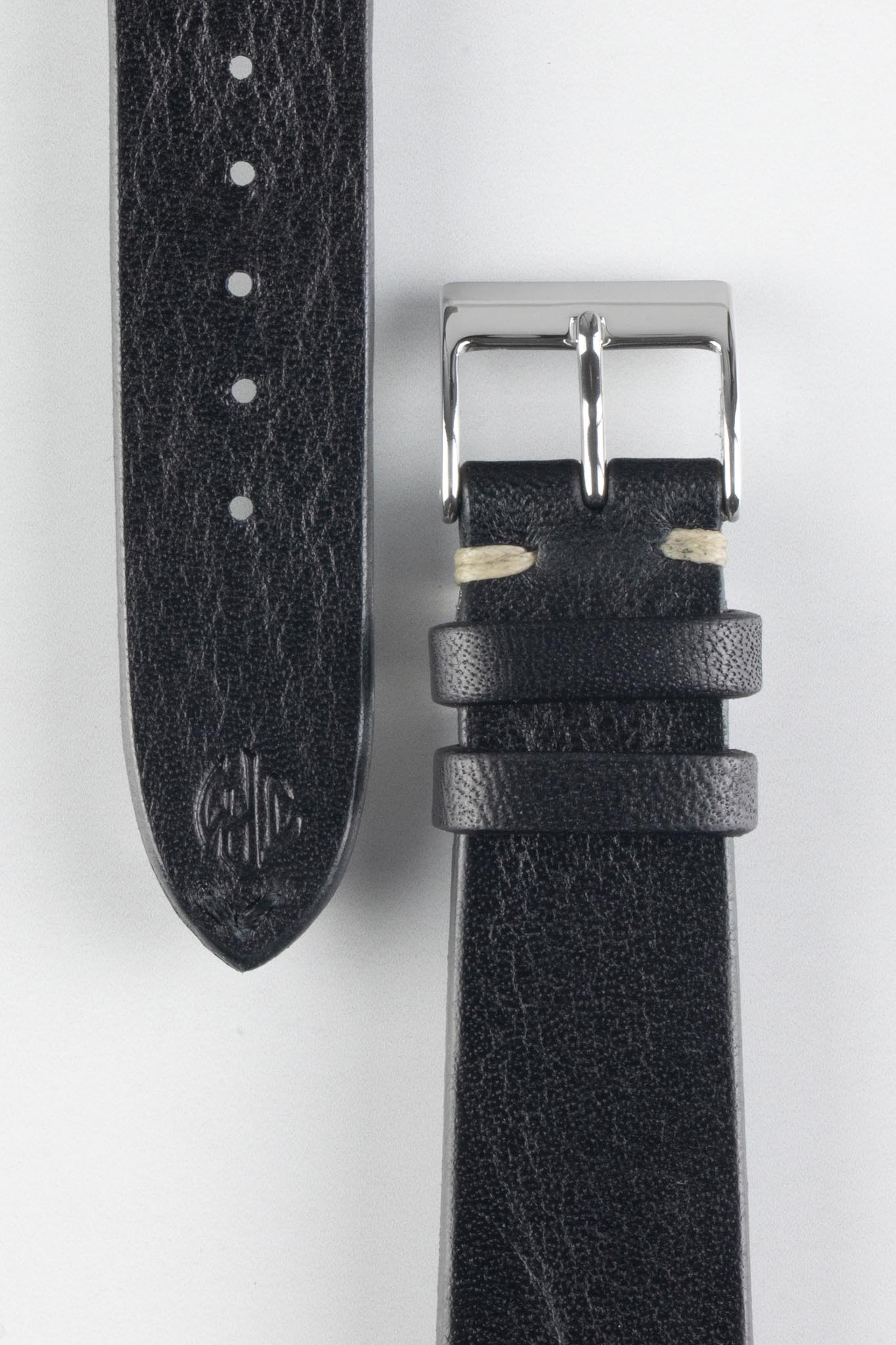 JPM Italian Vintage Leather Watch Strap in BLACK - Image 3