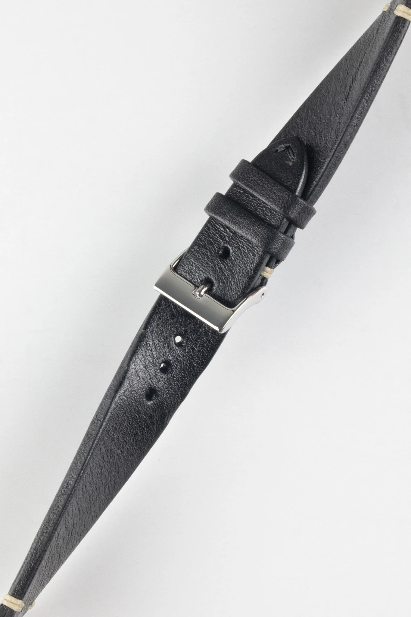 JPM Italian Vintage Leather Watch Strap in BLACK - Image 4