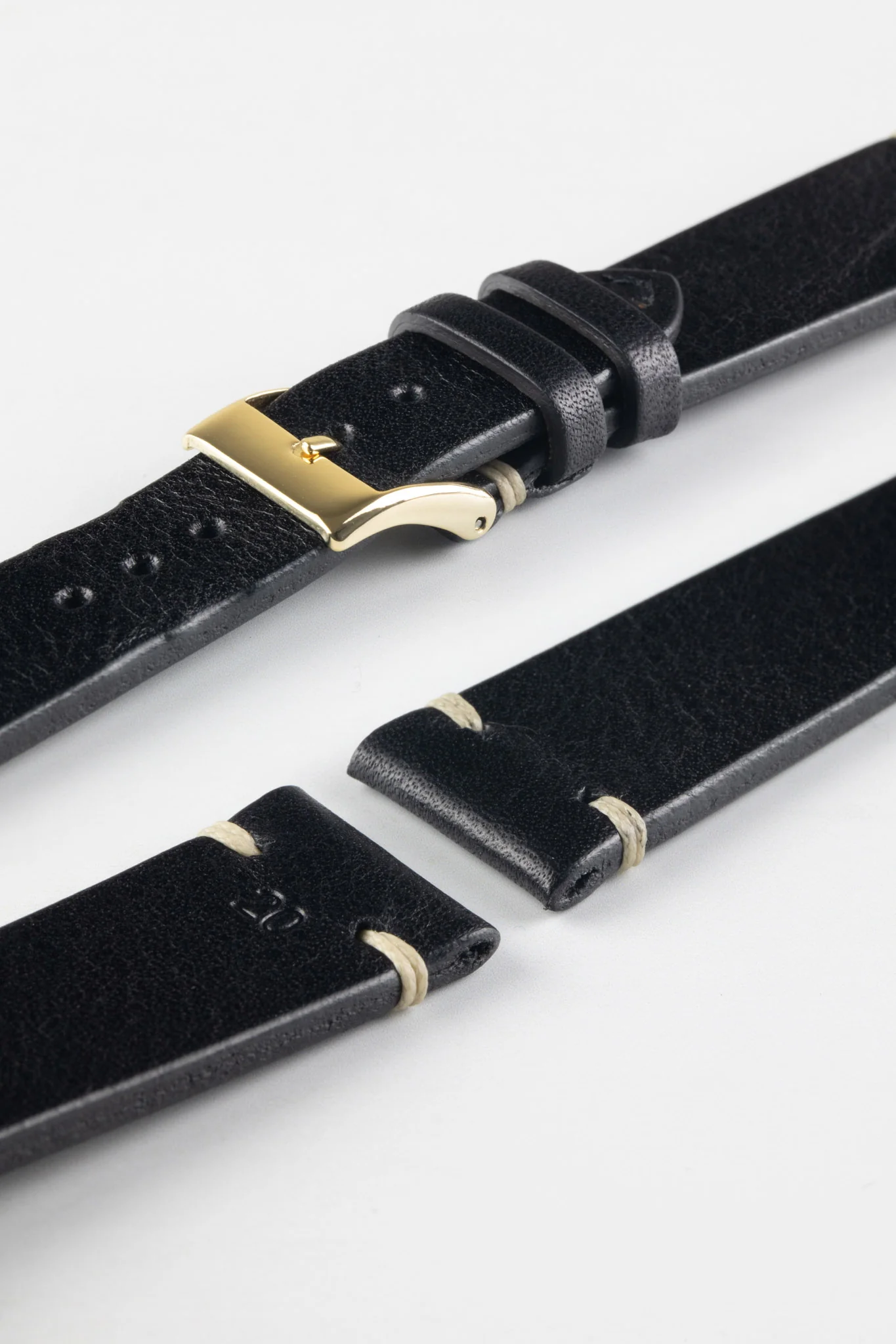 JPM Italian Vintage Leather Watch Strap in BLACK - Image 8