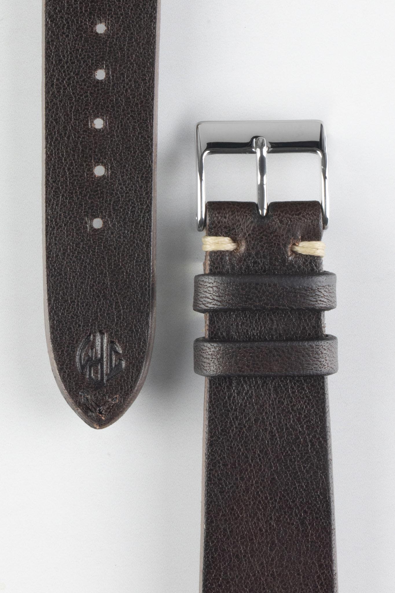 JPM Italian Vintage Leather Watch Strap in DARK BROWN - Image 3