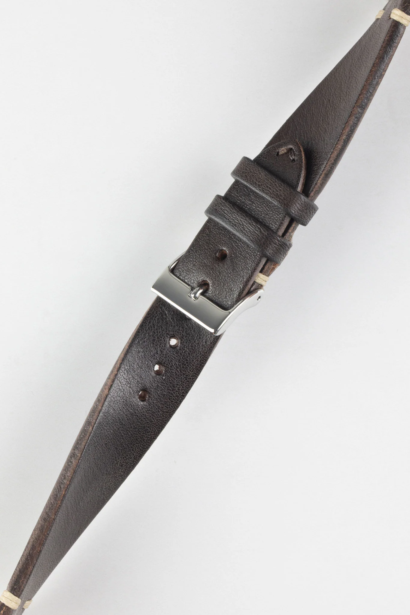 JPM Italian Vintage Leather Watch Strap in DARK BROWN - Image 4