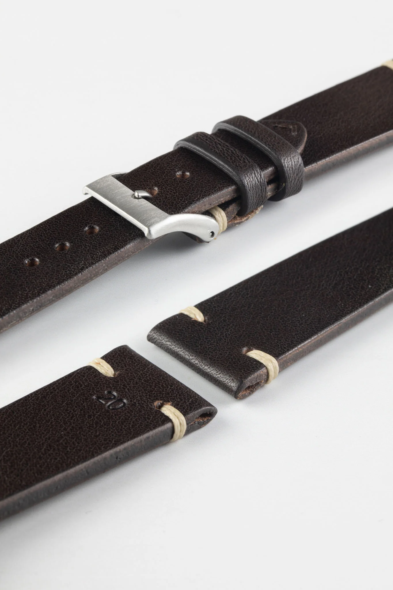 JPM Italian Vintage Leather Watch Strap in DARK BROWN - Image 6