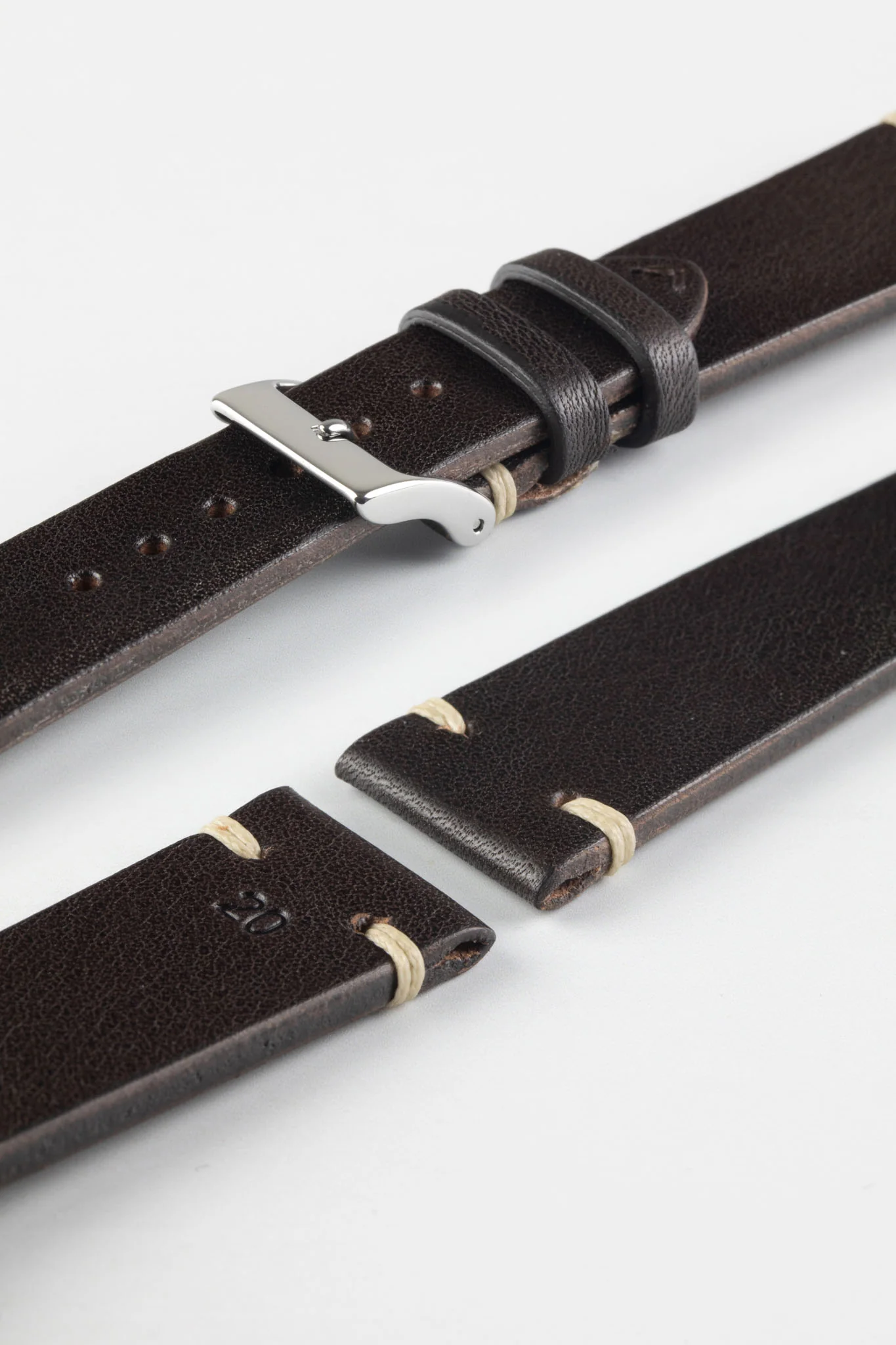 JPM Italian Vintage Leather Watch Strap in DARK BROWN - Image 7
