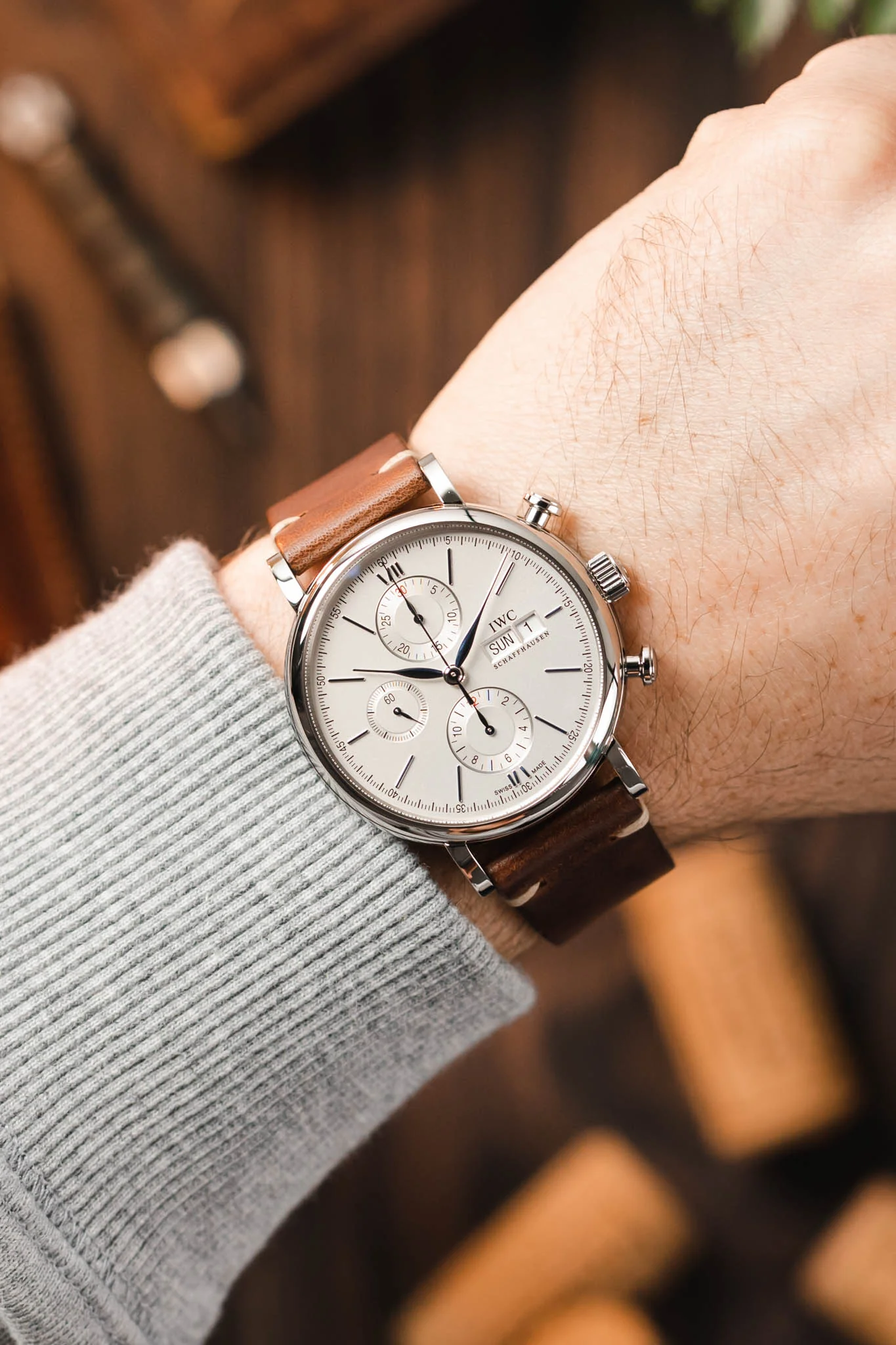 JPM Italian Vintage Leather Watch Strap in DISTRESSED BROWN - Image 2