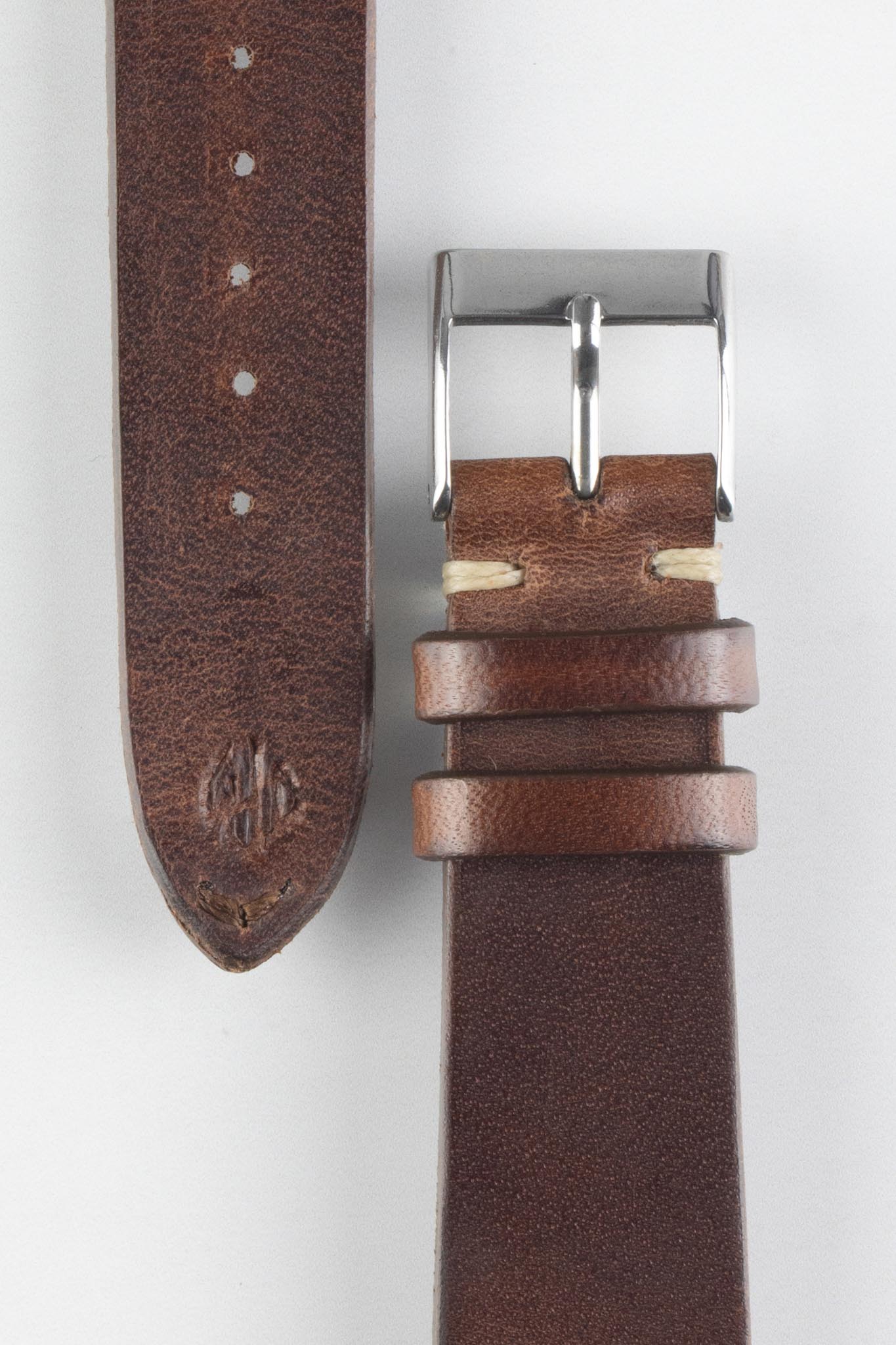 JPM Italian Vintage Leather Watch Strap in DISTRESSED BROWN - Image 3