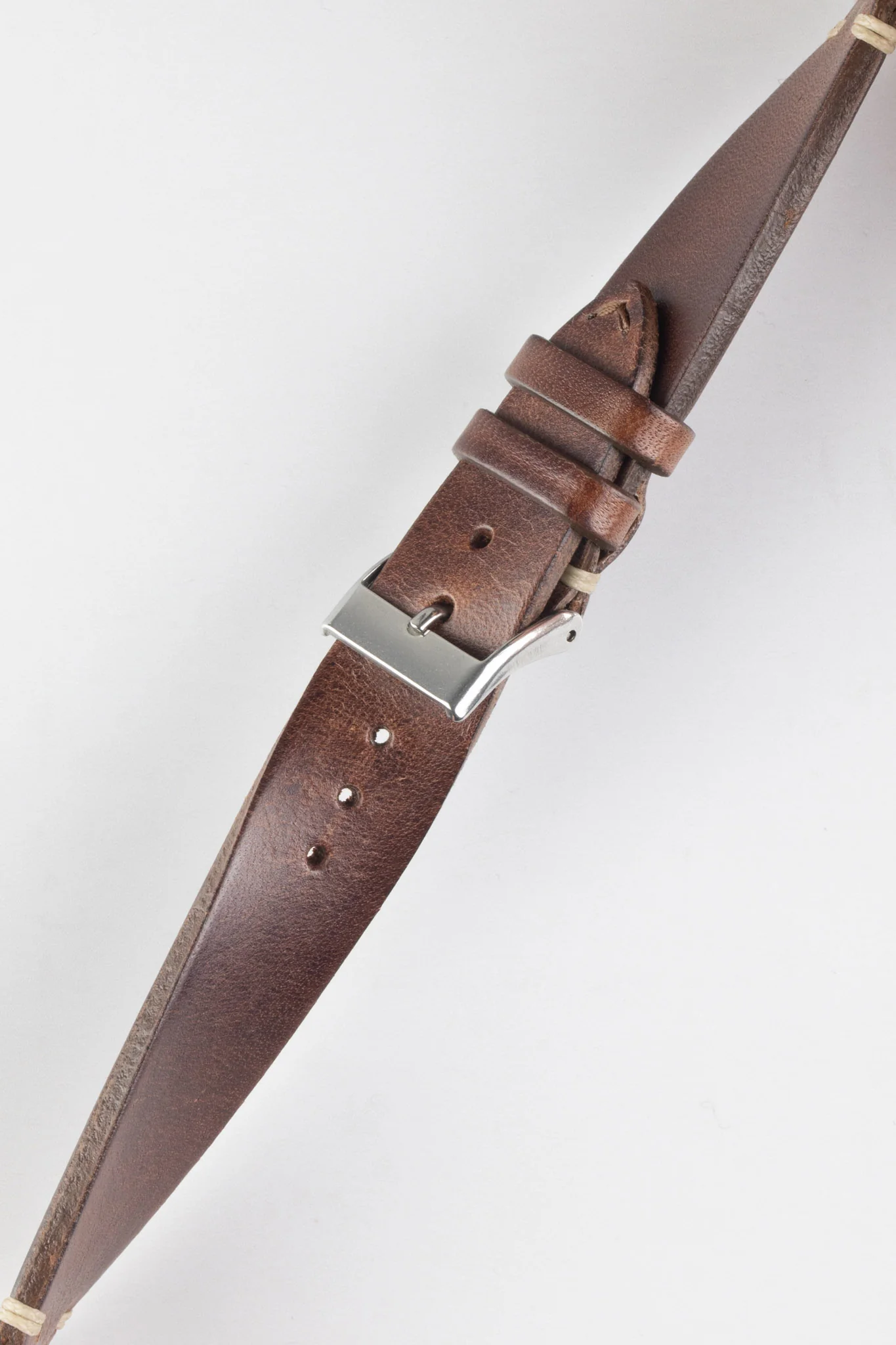 JPM Italian Vintage Leather Watch Strap in DISTRESSED BROWN - Image 4