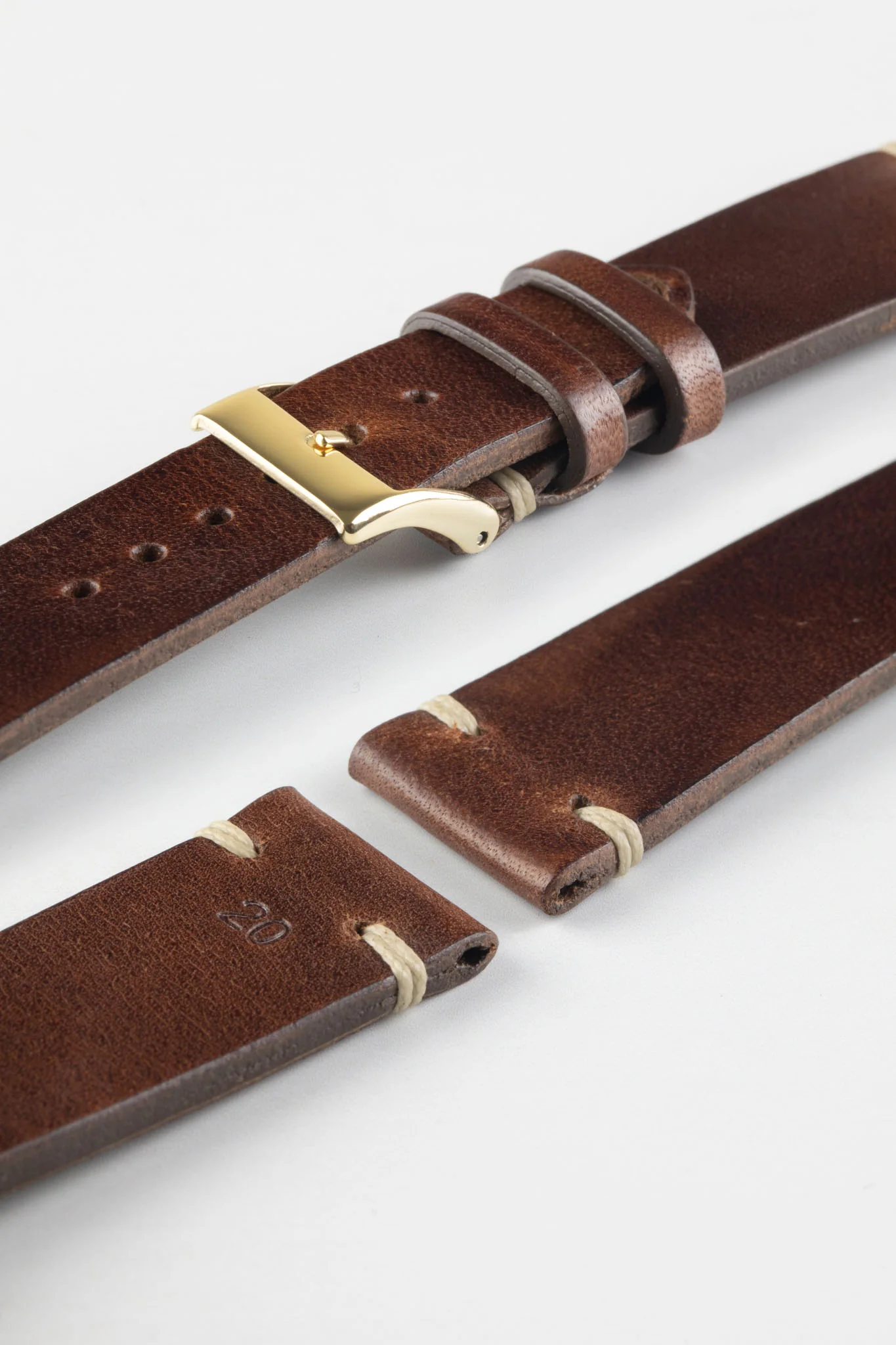 JPM Italian Vintage Leather Watch Strap in DISTRESSED BROWN - Image 8