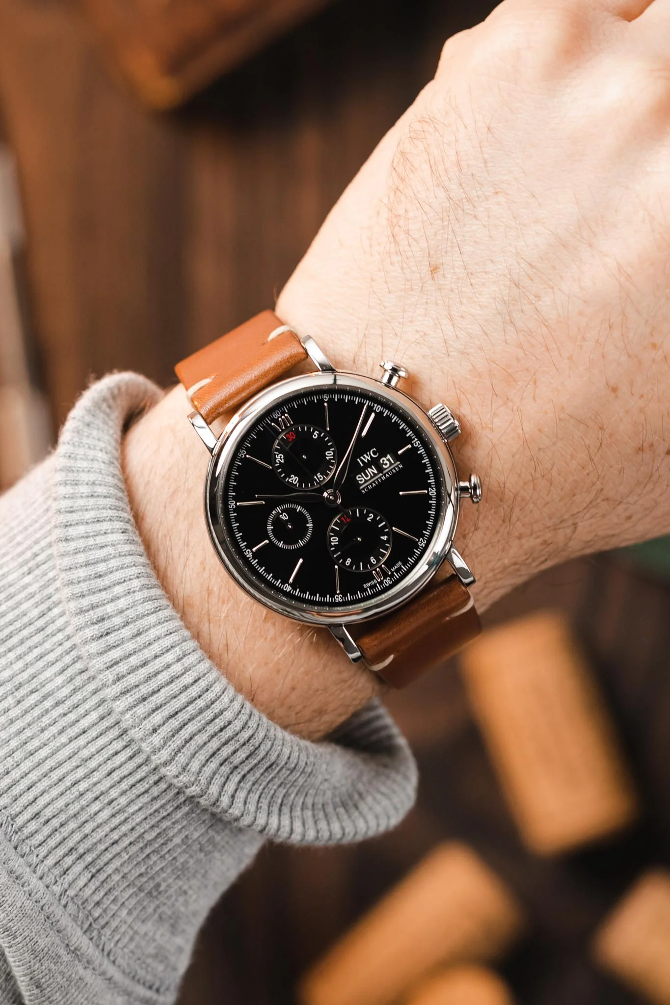 JPM Italian Vintage Leather Watch Strap in GOLD BROWN - Image 2