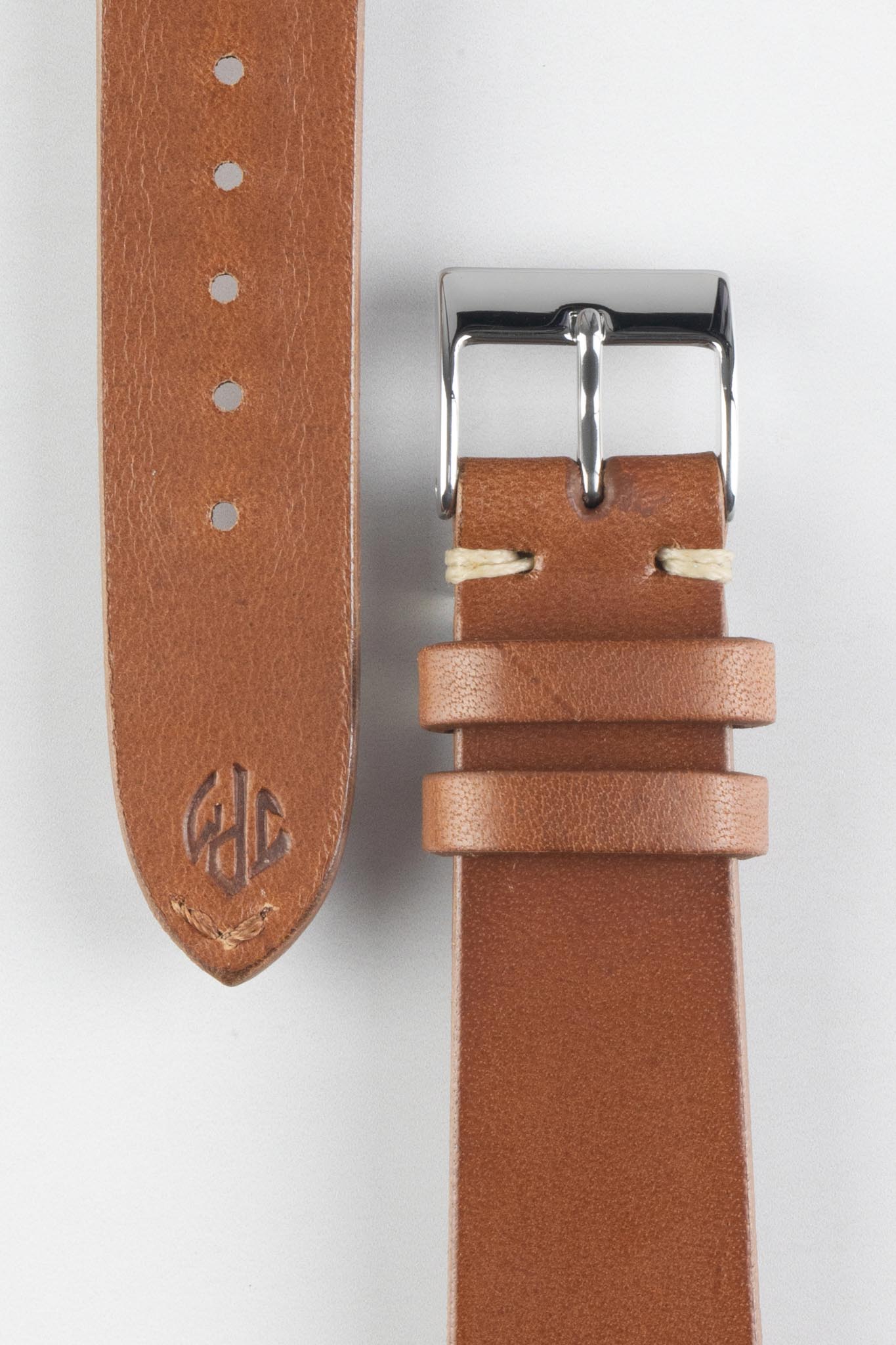 JPM Italian Vintage Leather Watch Strap in GOLD BROWN - Image 3