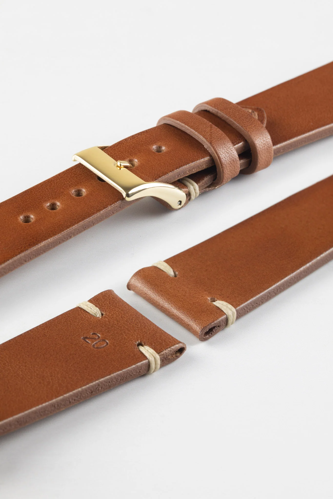 JPM Italian Vintage Leather Watch Strap in GOLD BROWN - Image 8