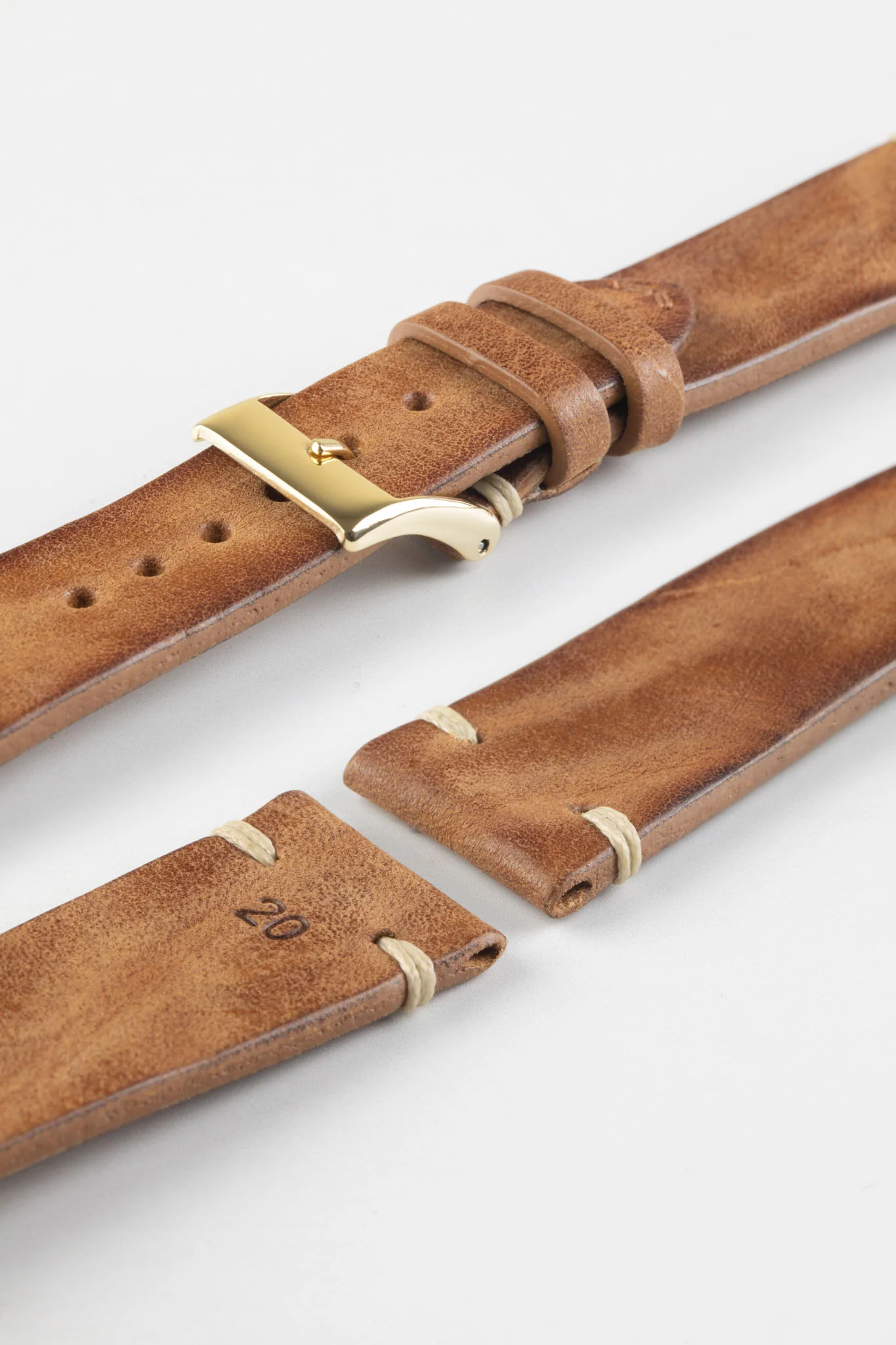 JPM Italian Vintage Leather Watch Strap in MID BROWN - Image 8
