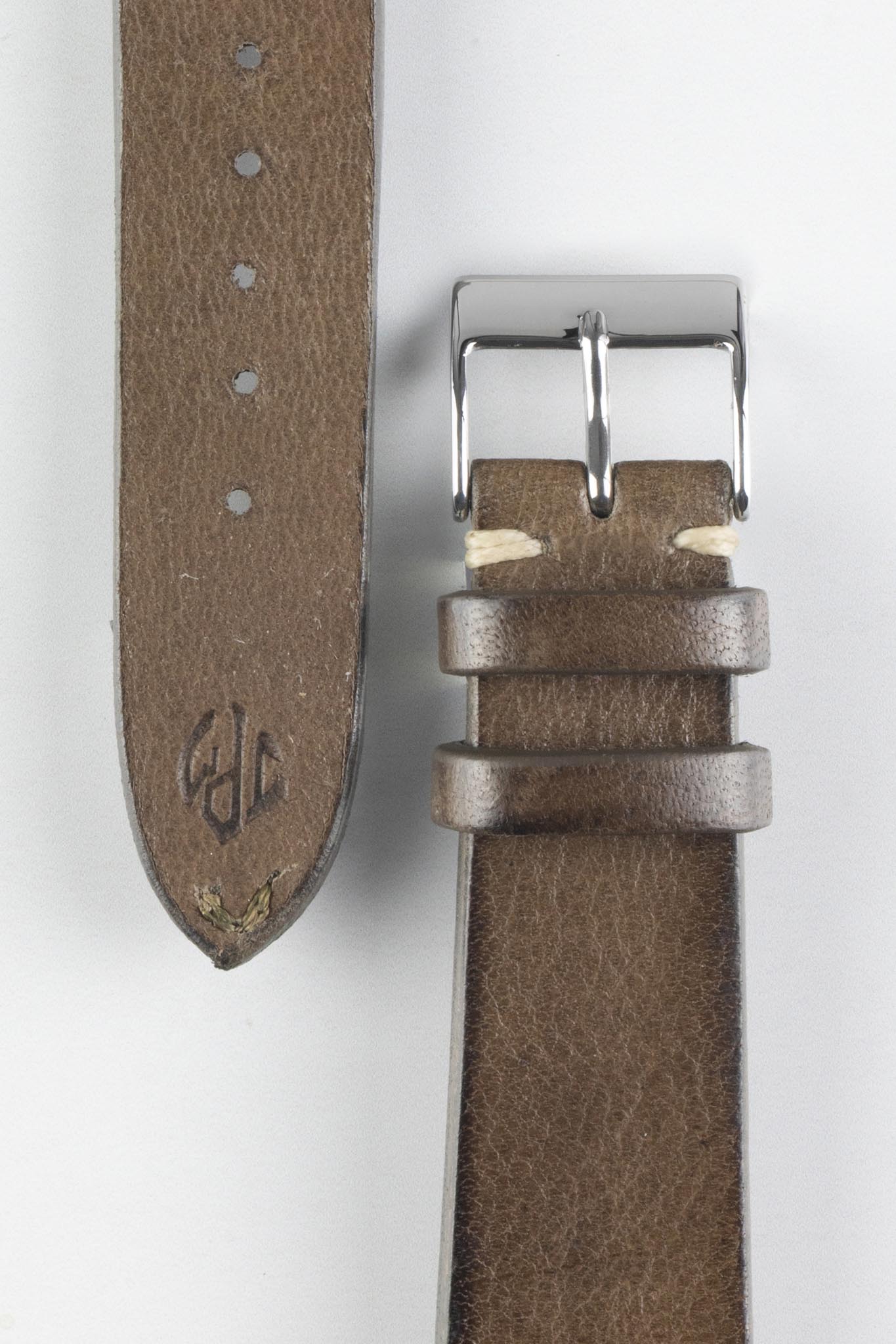 JPM Italian Vintage Leather Watch Strap in TABAC BROWN - Image 3
