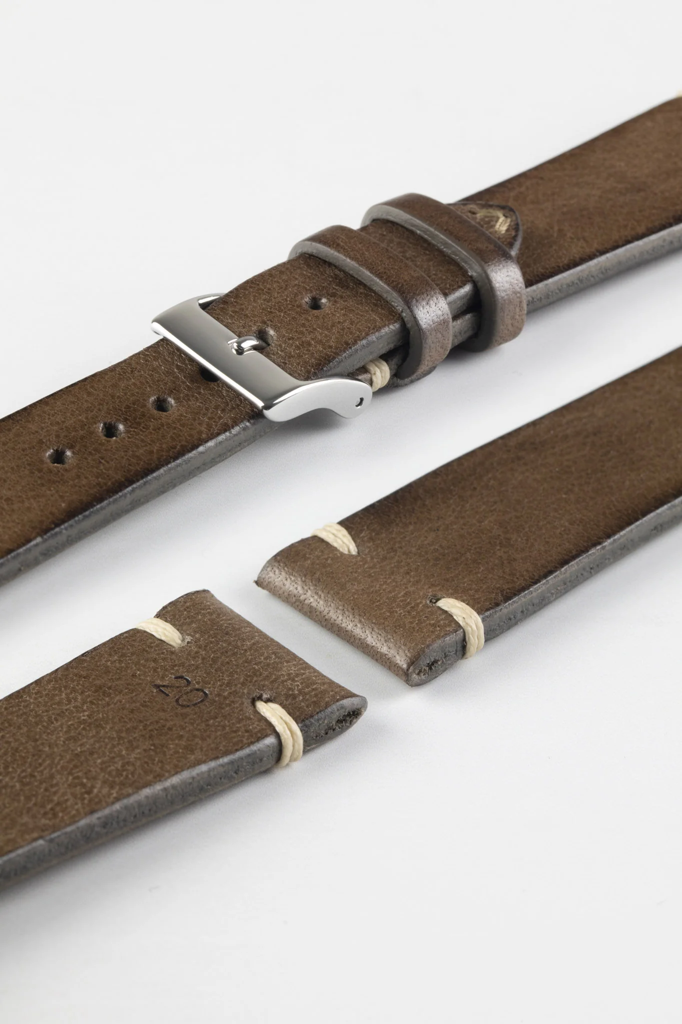 JPM Italian Vintage Leather Watch Strap in TABAC BROWN - Image 7