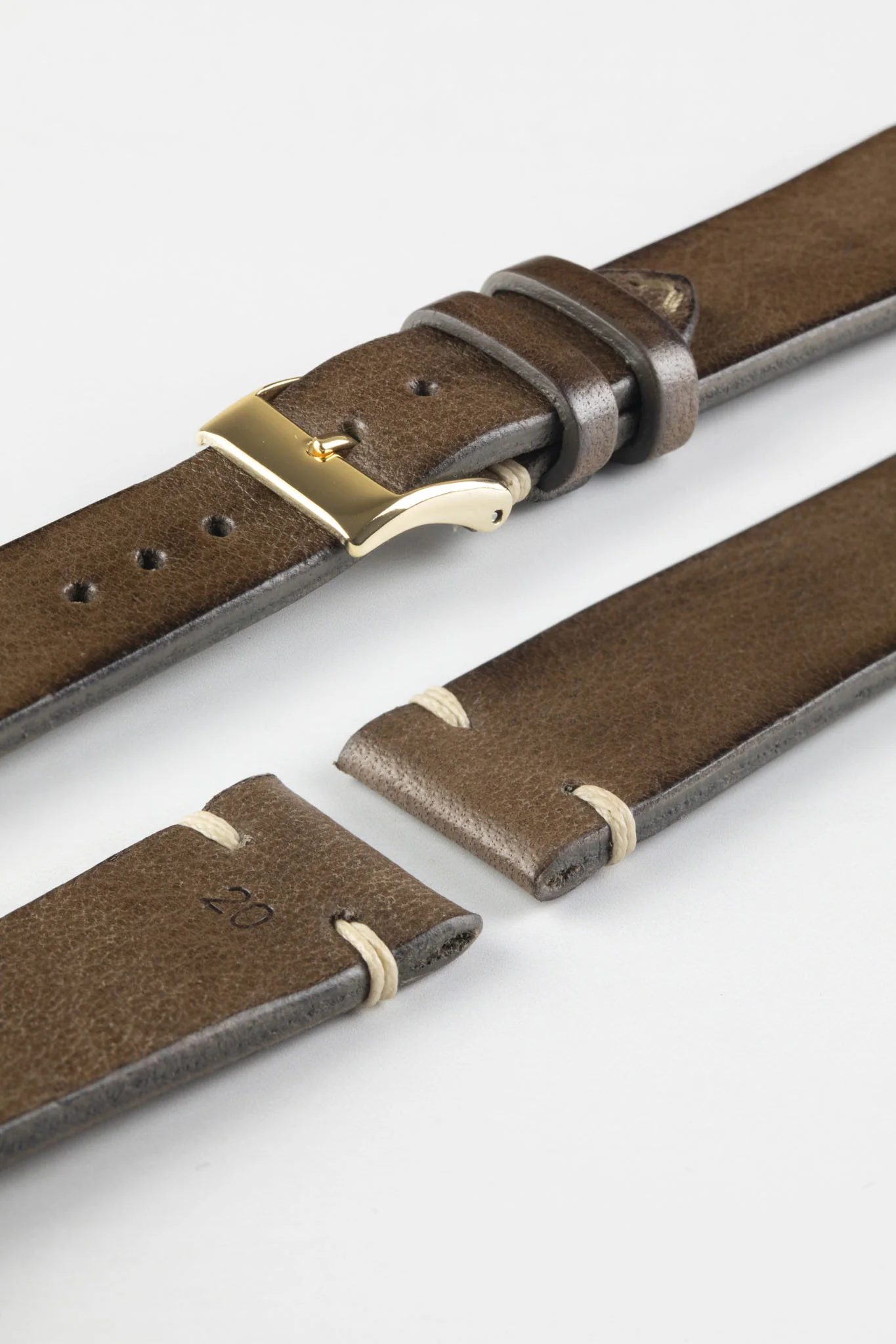 JPM Italian Vintage Leather Watch Strap in TABAC BROWN - Image 8