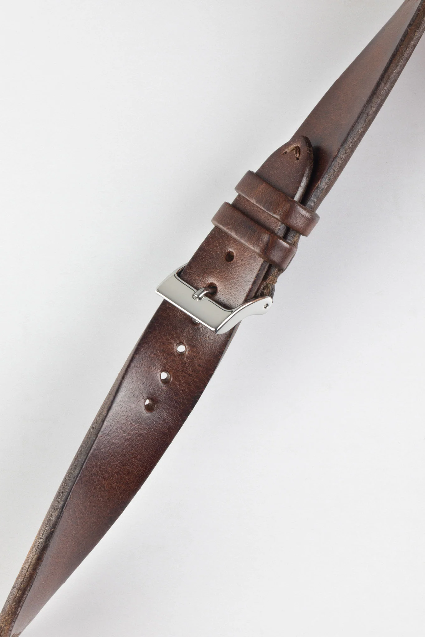 JPM Italian Vintage Leather Watch Strap with Tonal Stitch in DISTRESSED BROWN - Image 4