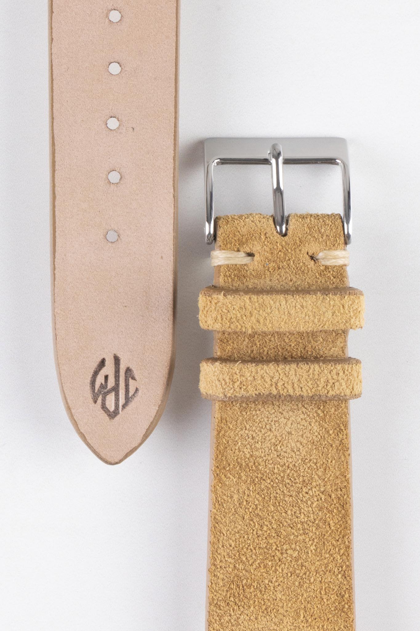 JPM Italian Vintage Suede Leather Watch Strap in BEIGE - Image 3