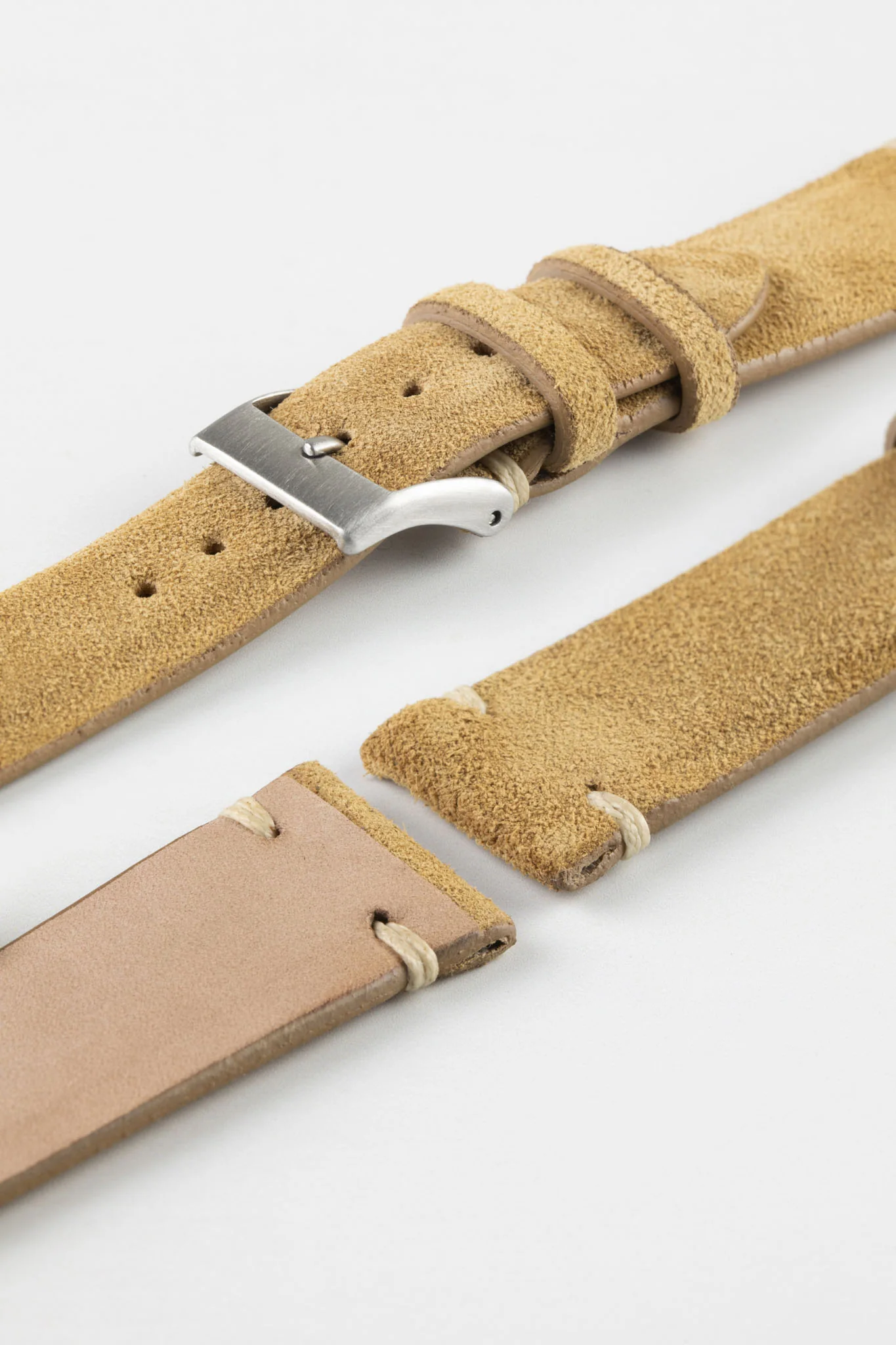 JPM Italian Vintage Suede Leather Watch Strap in BEIGE - Image 7