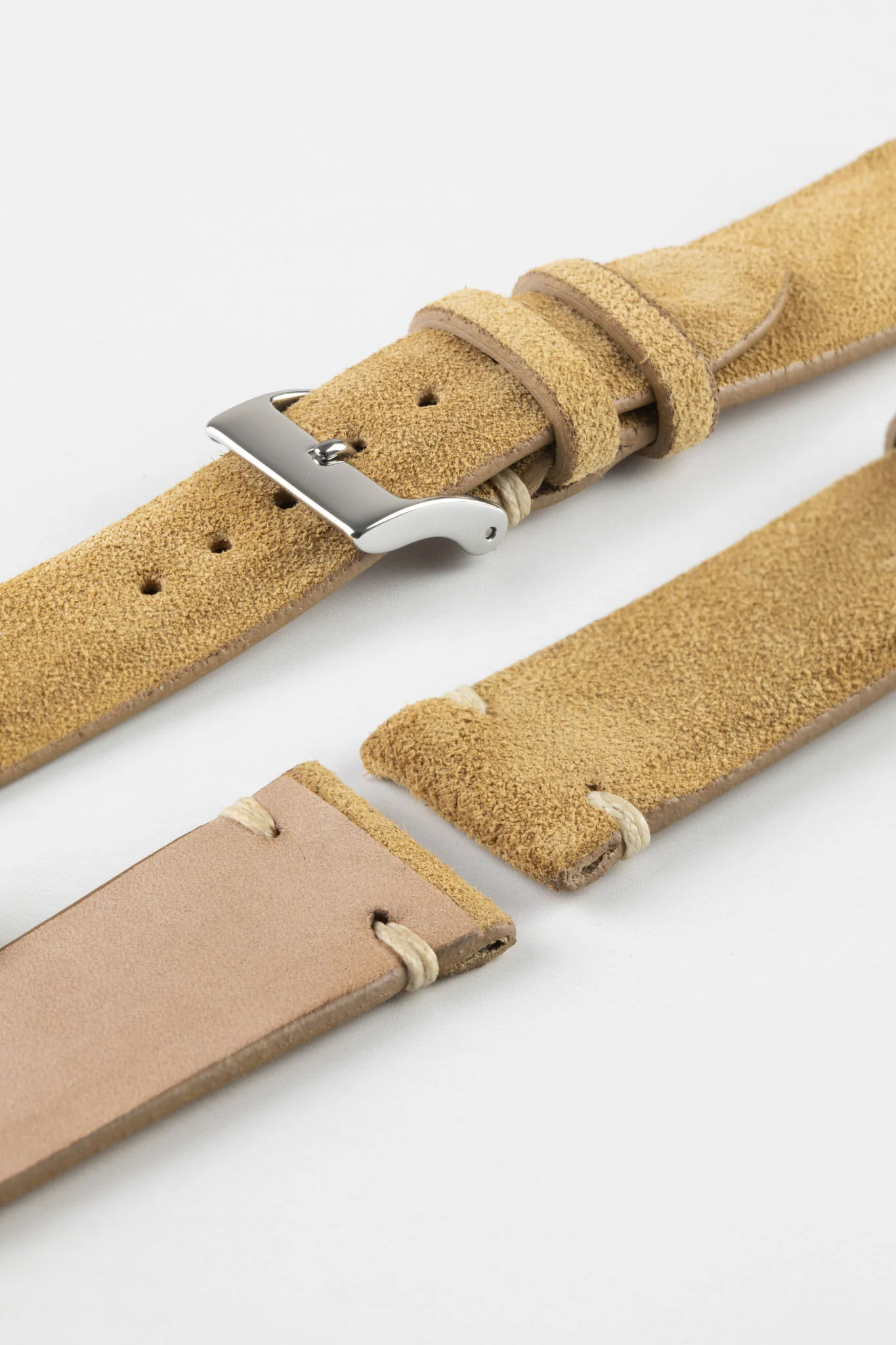 JPM Italian Vintage Suede Leather Watch Strap in BEIGE - Image 8