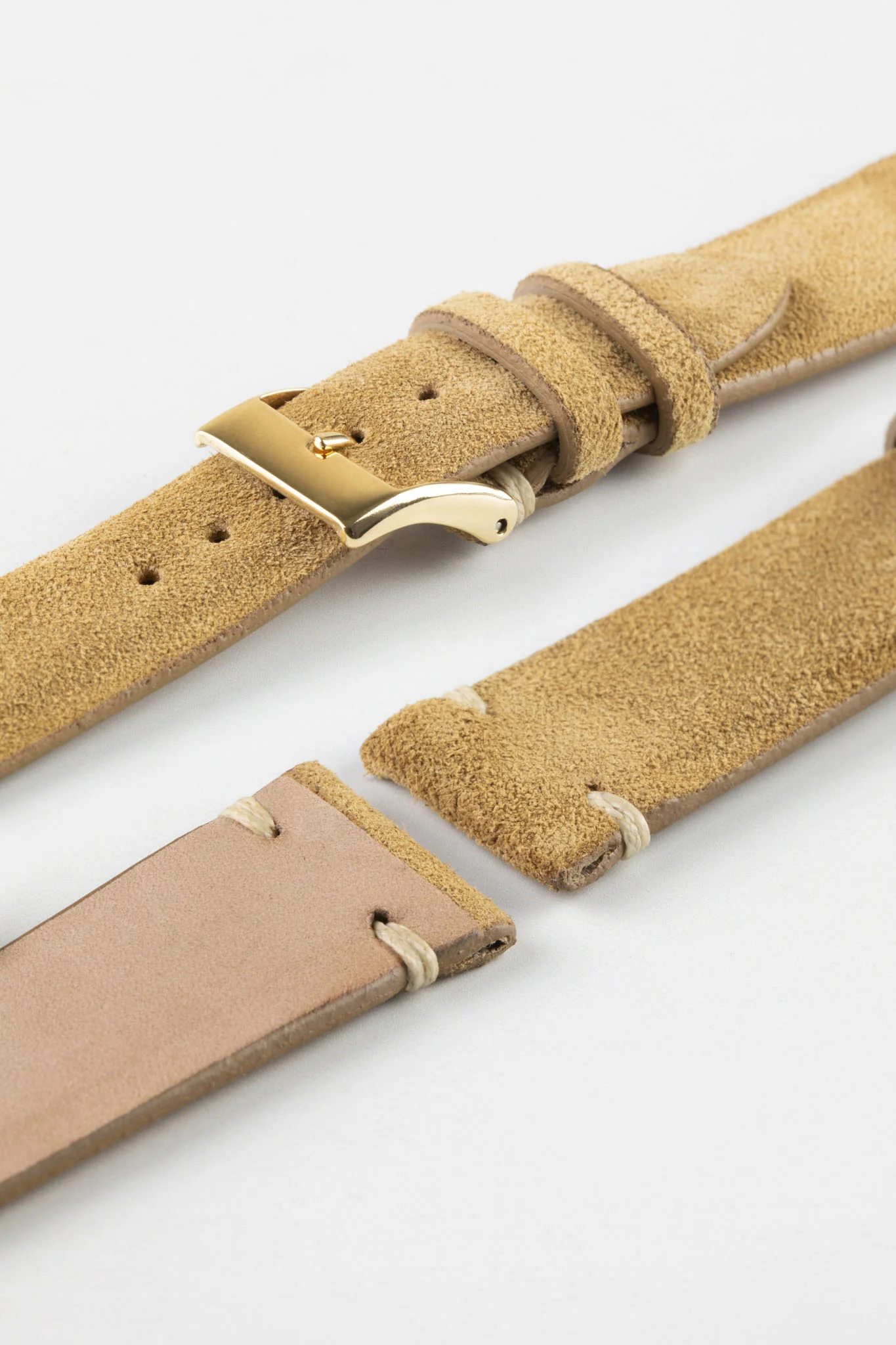 JPM Italian Vintage Suede Leather Watch Strap in BEIGE - Image 9