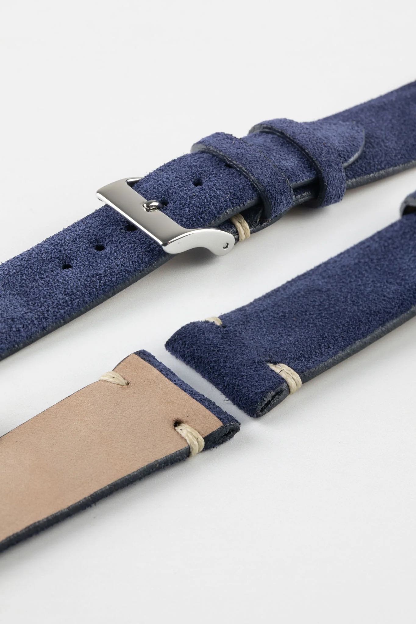 JPM Italian Vintage Suede Leather Watch Strap in BLUE - Image 8
