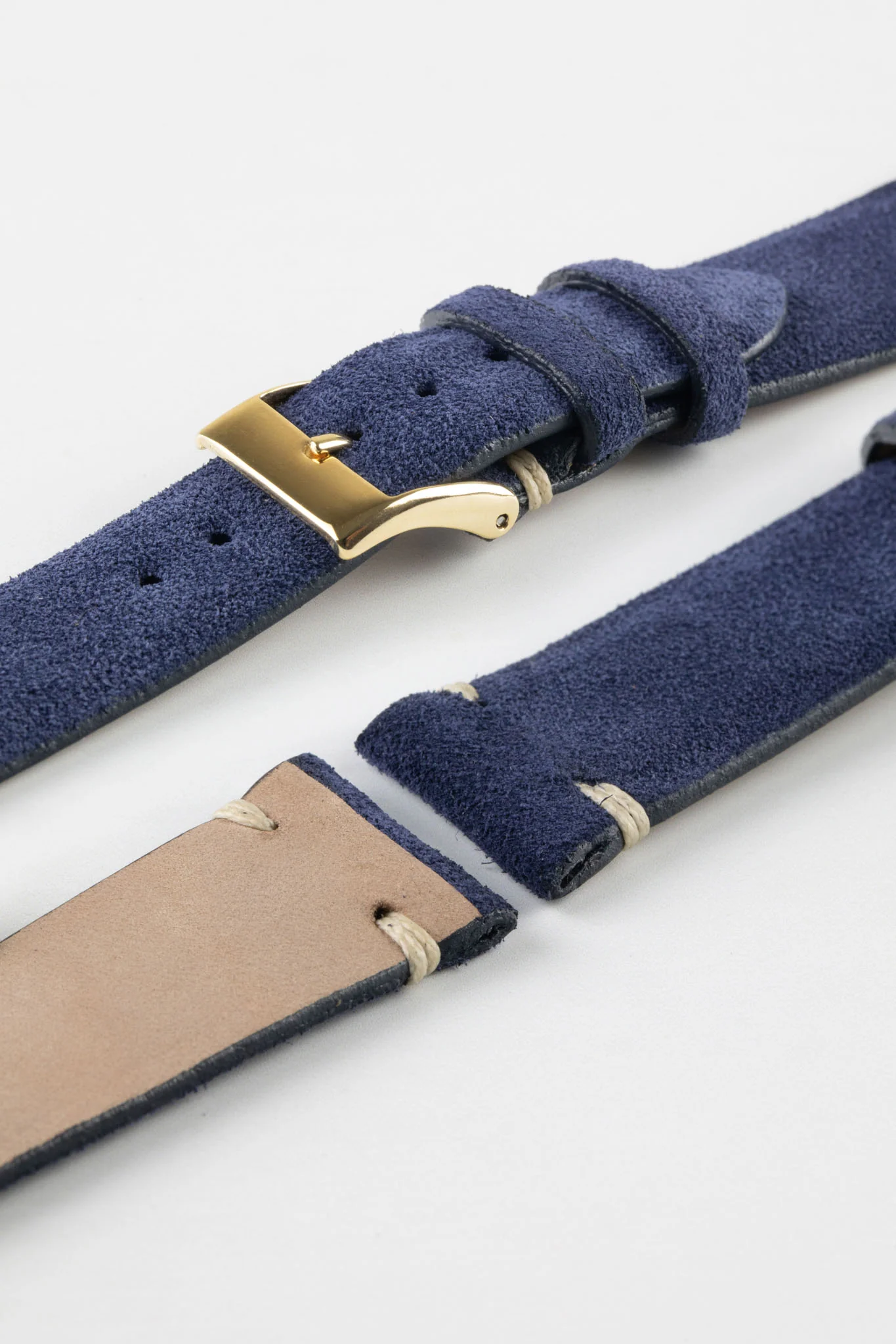 JPM Italian Vintage Suede Leather Watch Strap in BLUE - Image 9
