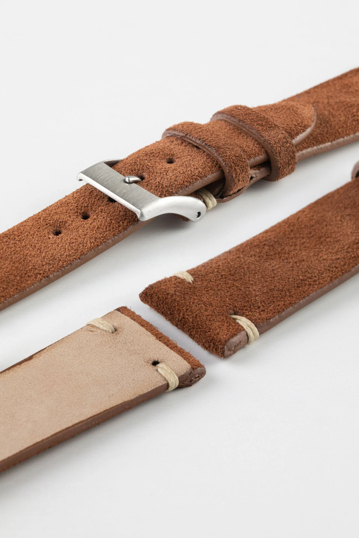 JPM Italian Vintage Suede Leather Watch Strap in BROWN - Image 6