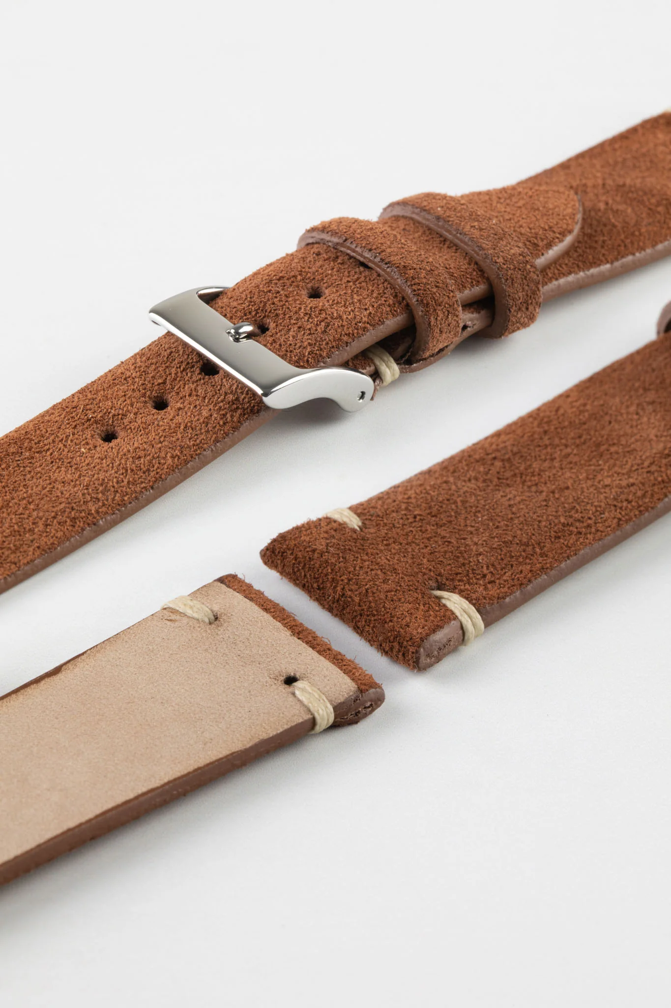 JPM Italian Vintage Suede Leather Watch Strap in BROWN - Image 7