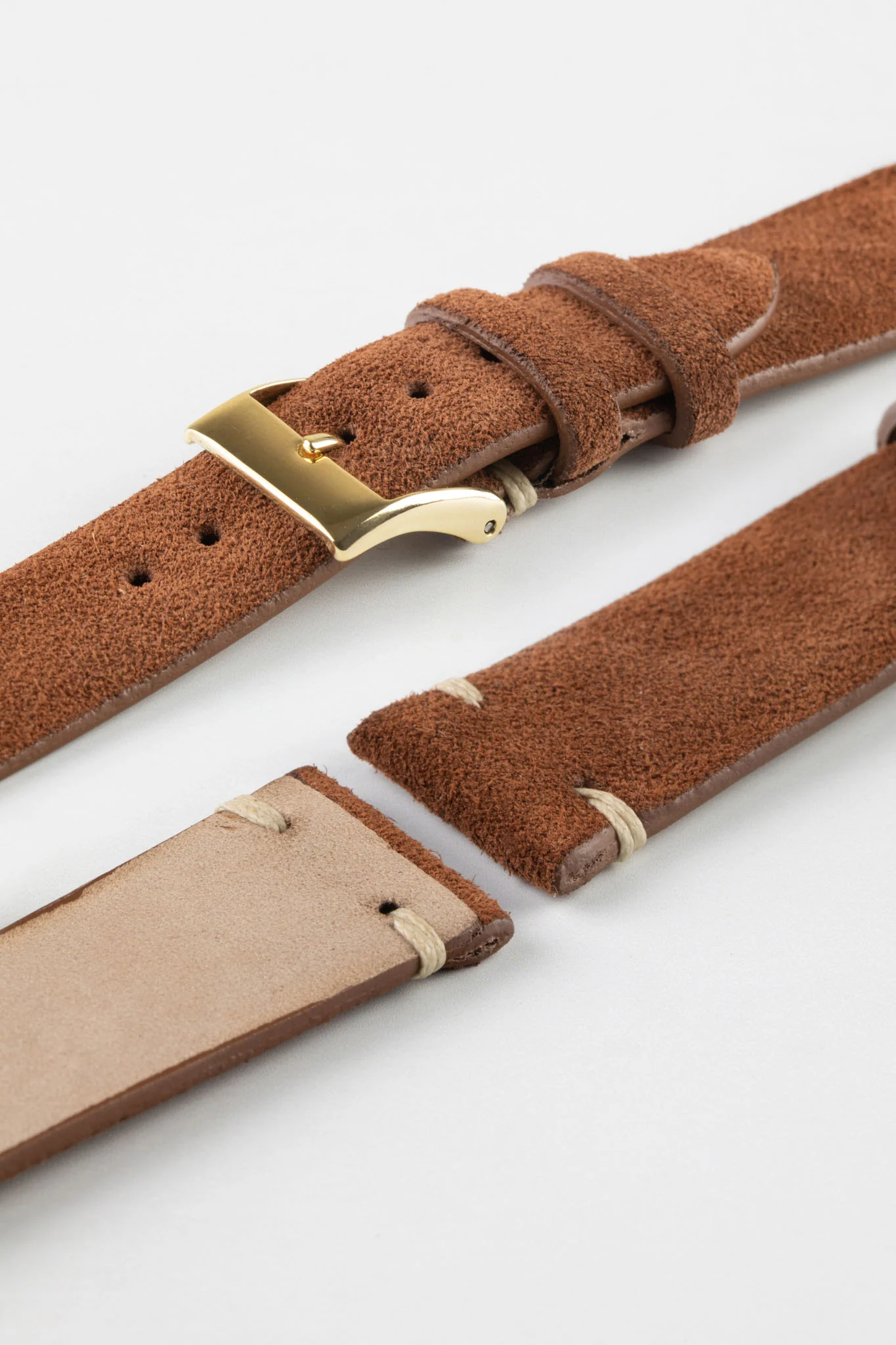 JPM Italian Vintage Suede Leather Watch Strap in BROWN - Image 8