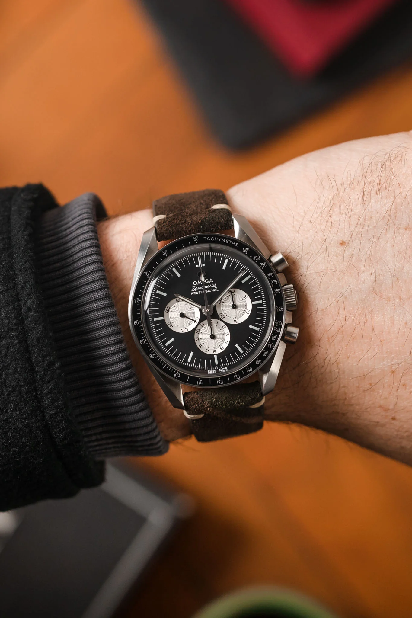 JPM Italian Vintage Suede Leather Watch Strap in BROWN CAMOUFLAGE - Image 2