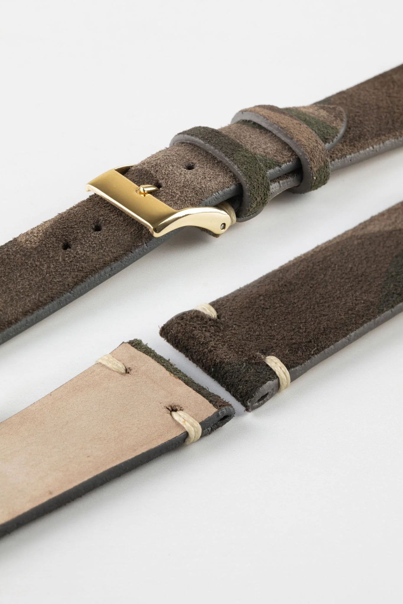 JPM Italian Vintage Suede Leather Watch Strap in BROWN CAMOUFLAGE - Image 8