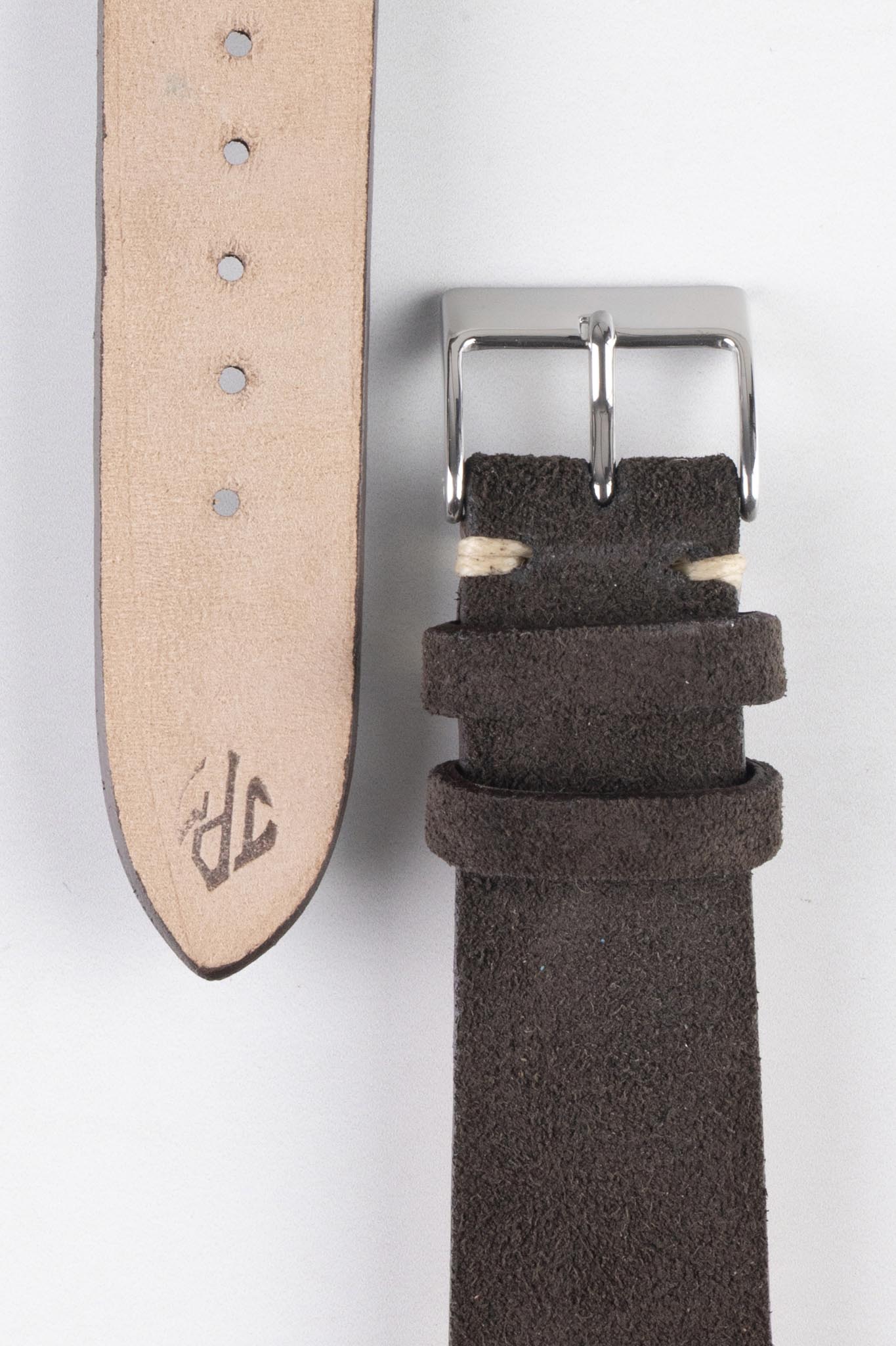 JPM Italian Vintage Suede Leather Watch Strap in CHARCOAL - Image 3