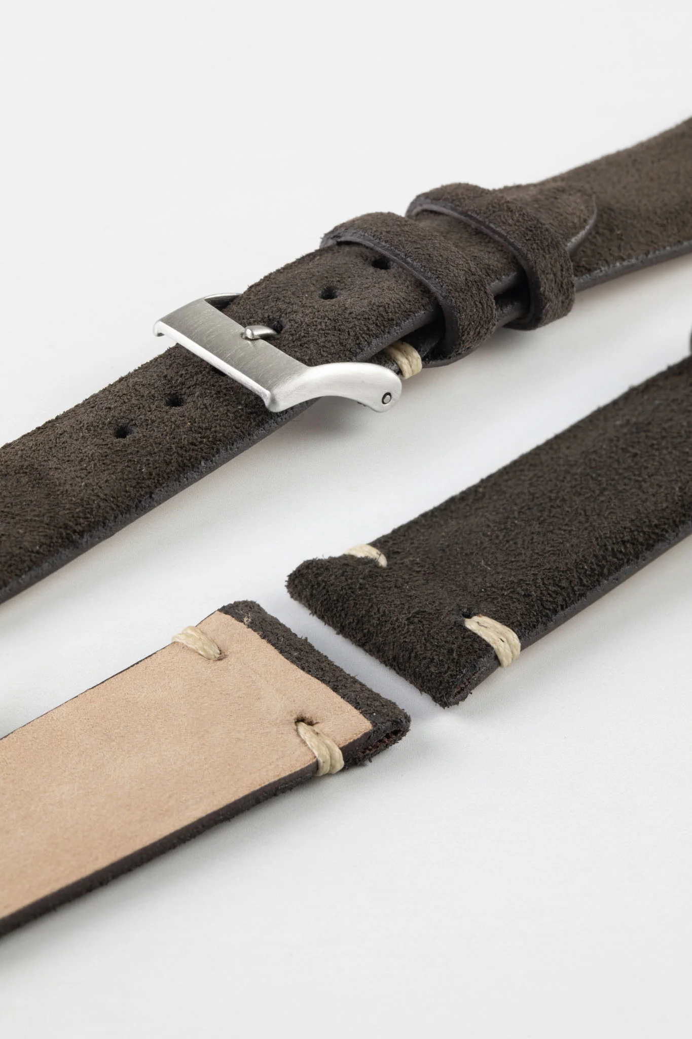 JPM Italian Vintage Suede Leather Watch Strap in CHARCOAL - Image 6